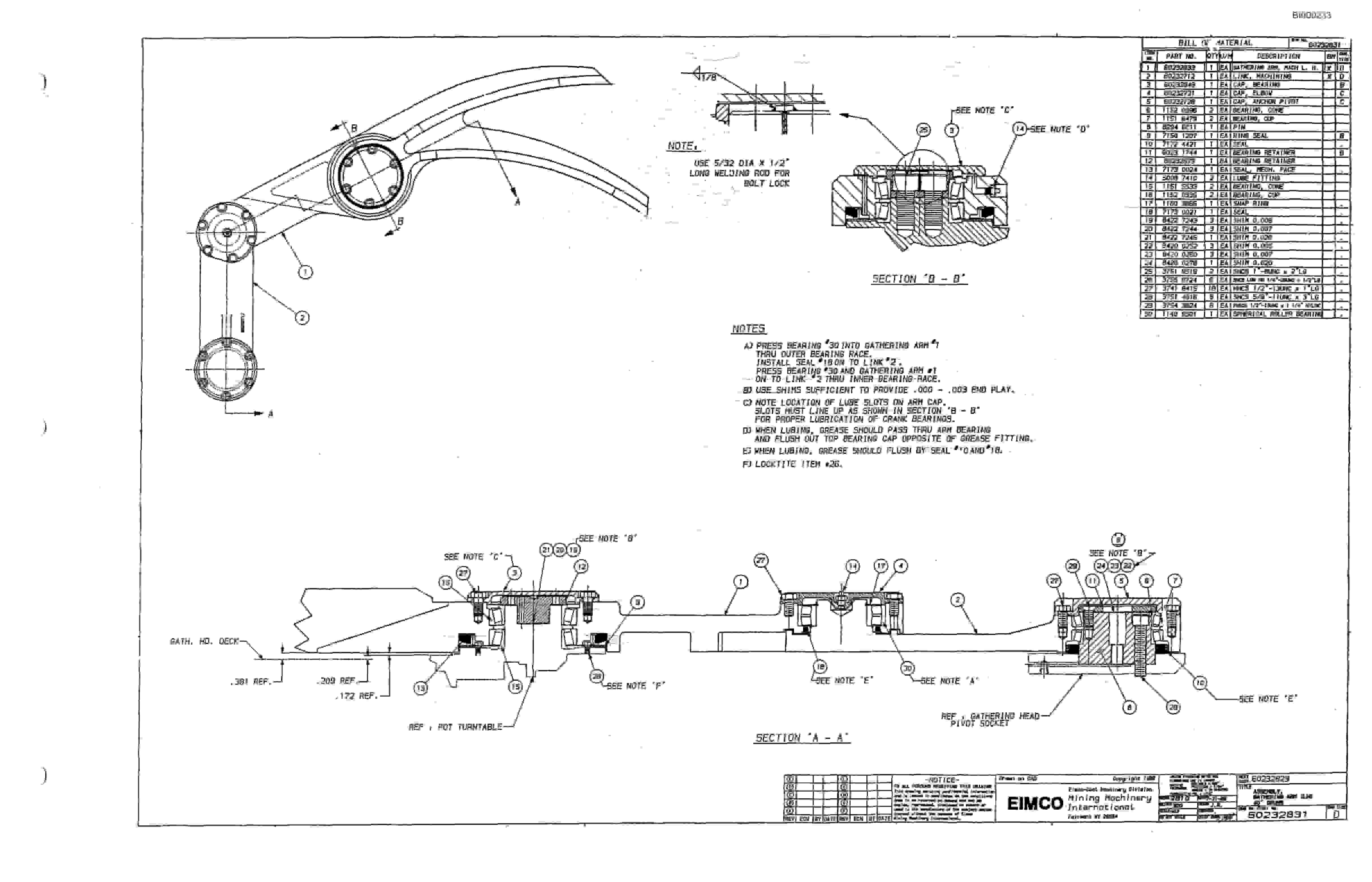 Bucyrus 2810-1 Miner Parts Catalog BI000233-4