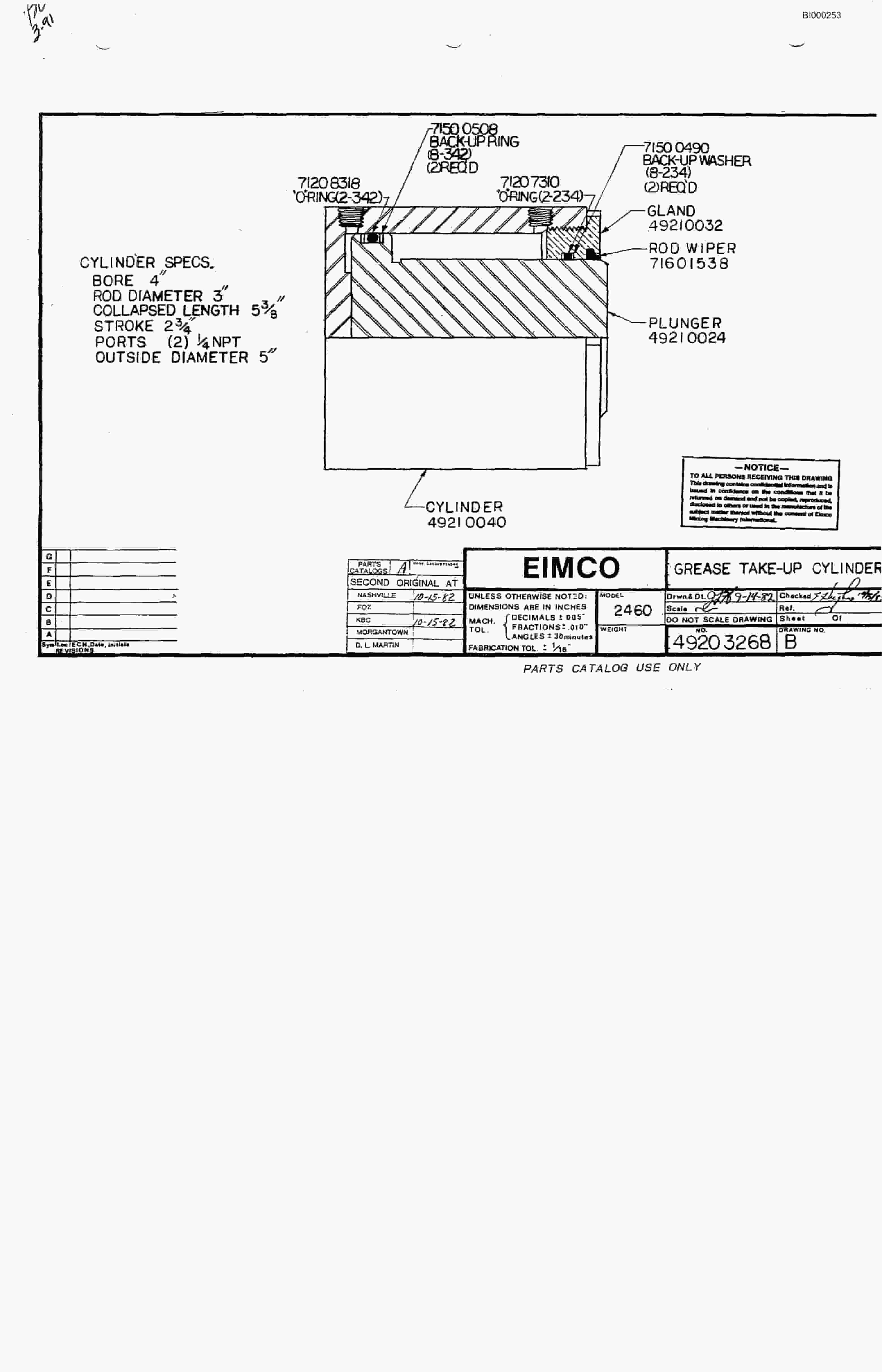 Bucyrus 2810-1 Miner Parts Catalog BI000253-3