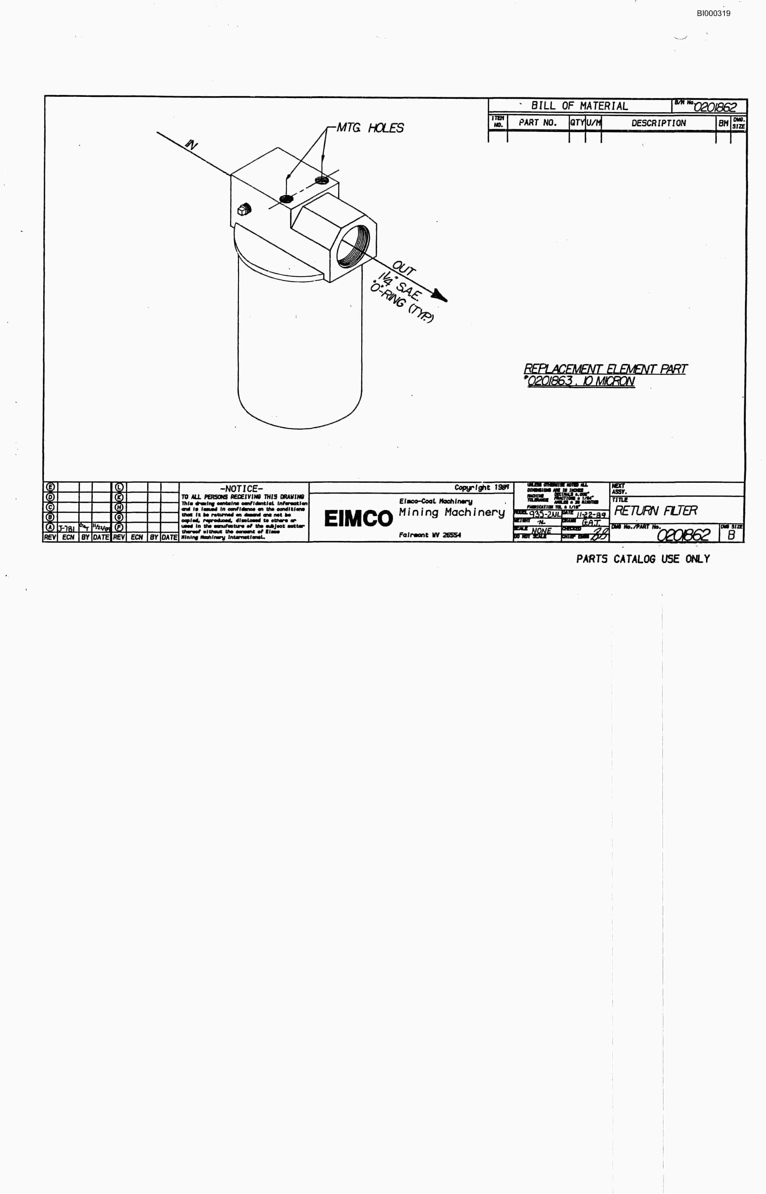 Bucyrus 2810-1 Miner Parts Catalog BI000319-2
