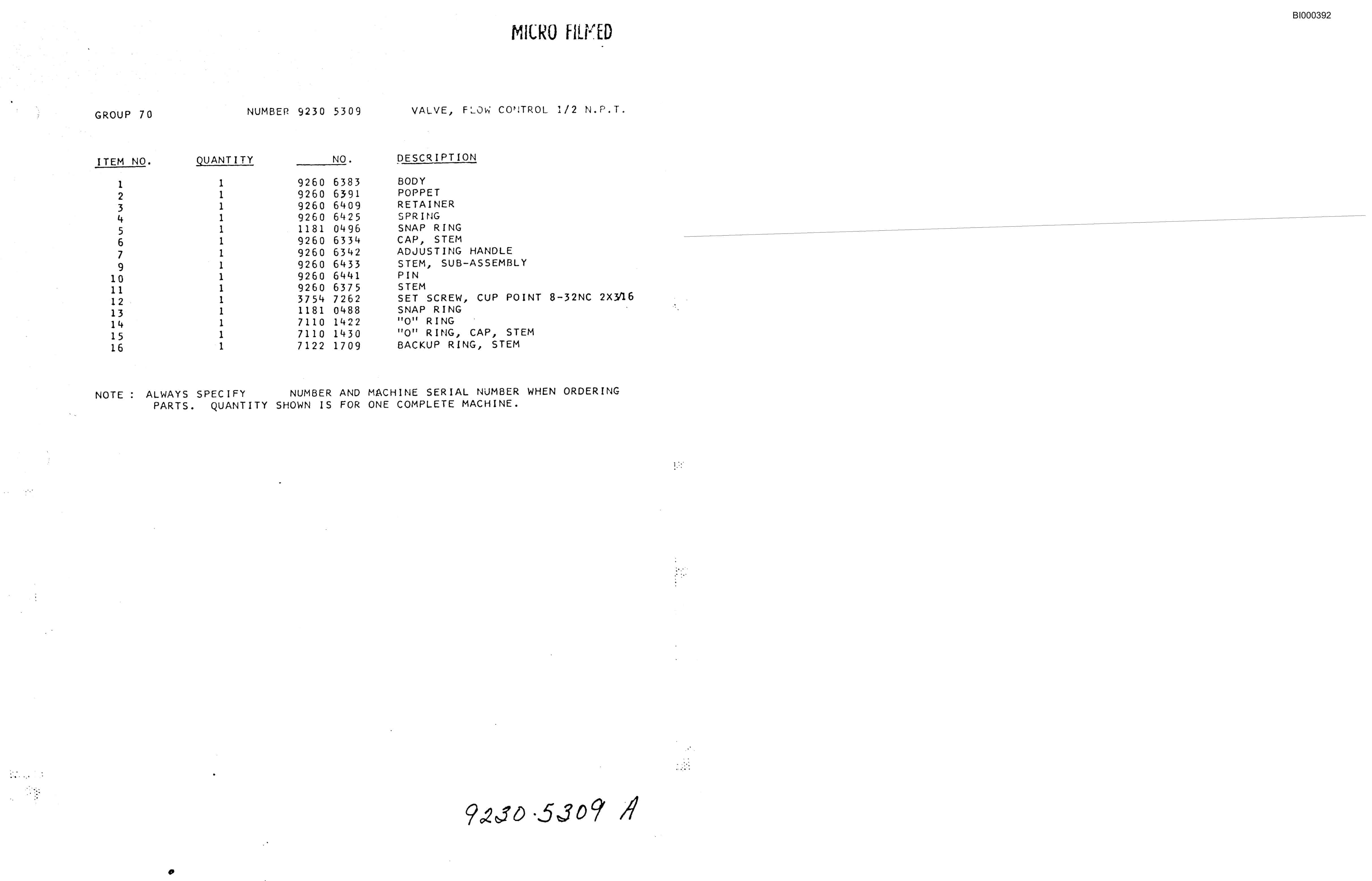 Bucyrus 2810-1 Miner Parts Catalog BI000392-3