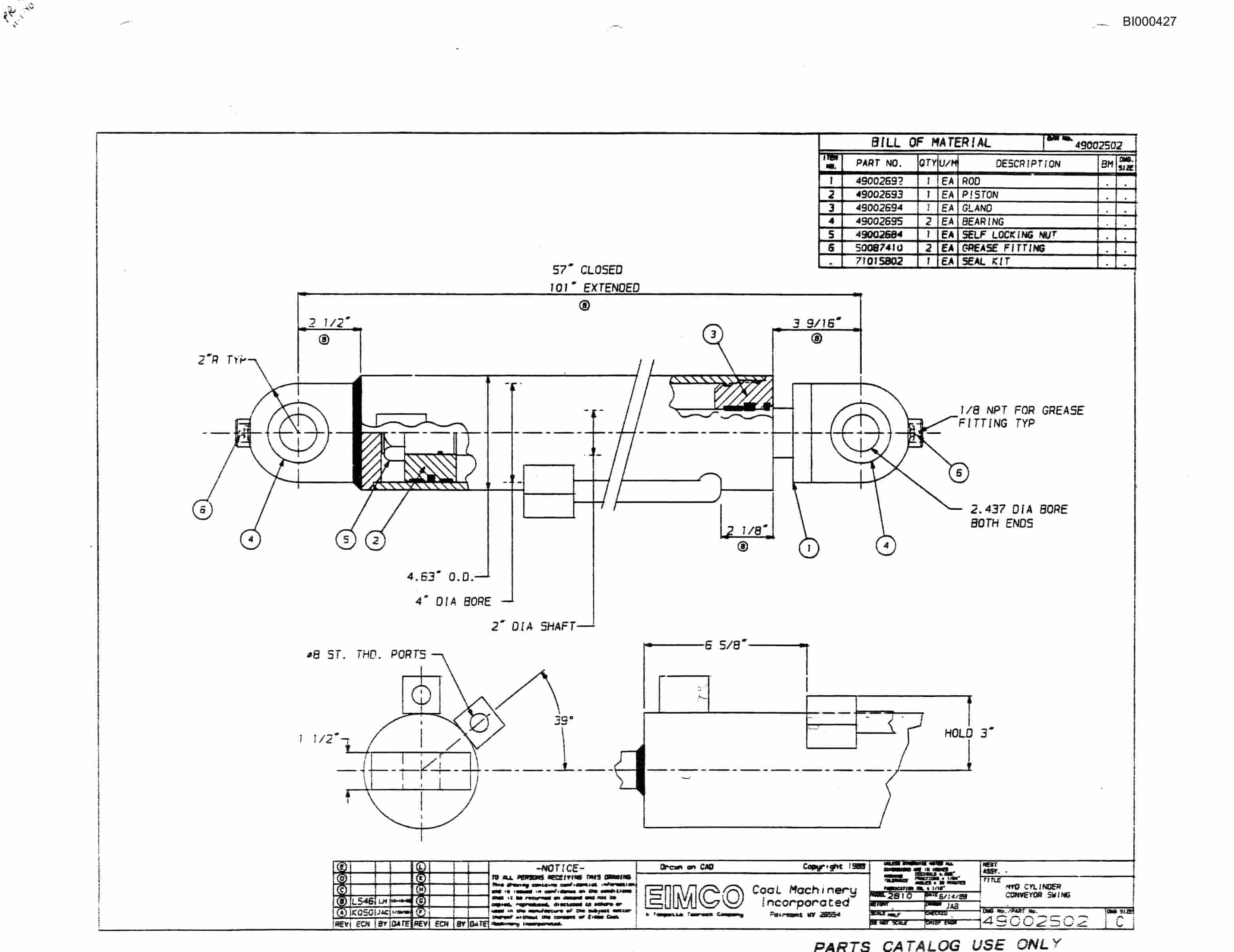 Bucyrus 2810-1 Miner Parts Catalog BI000427-2