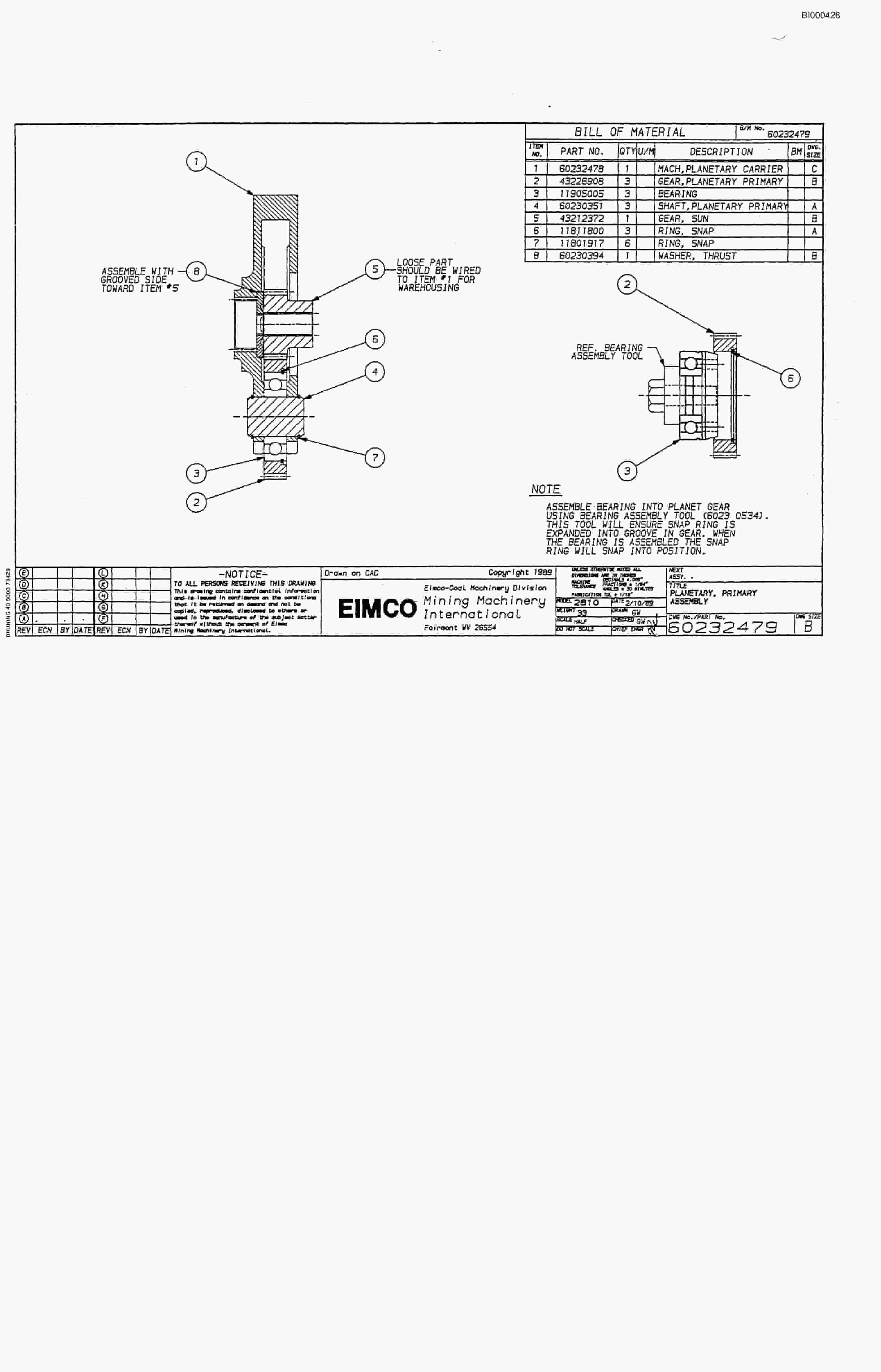 Bucyrus 2810-1 Miner Parts Catalog BI000428-3
