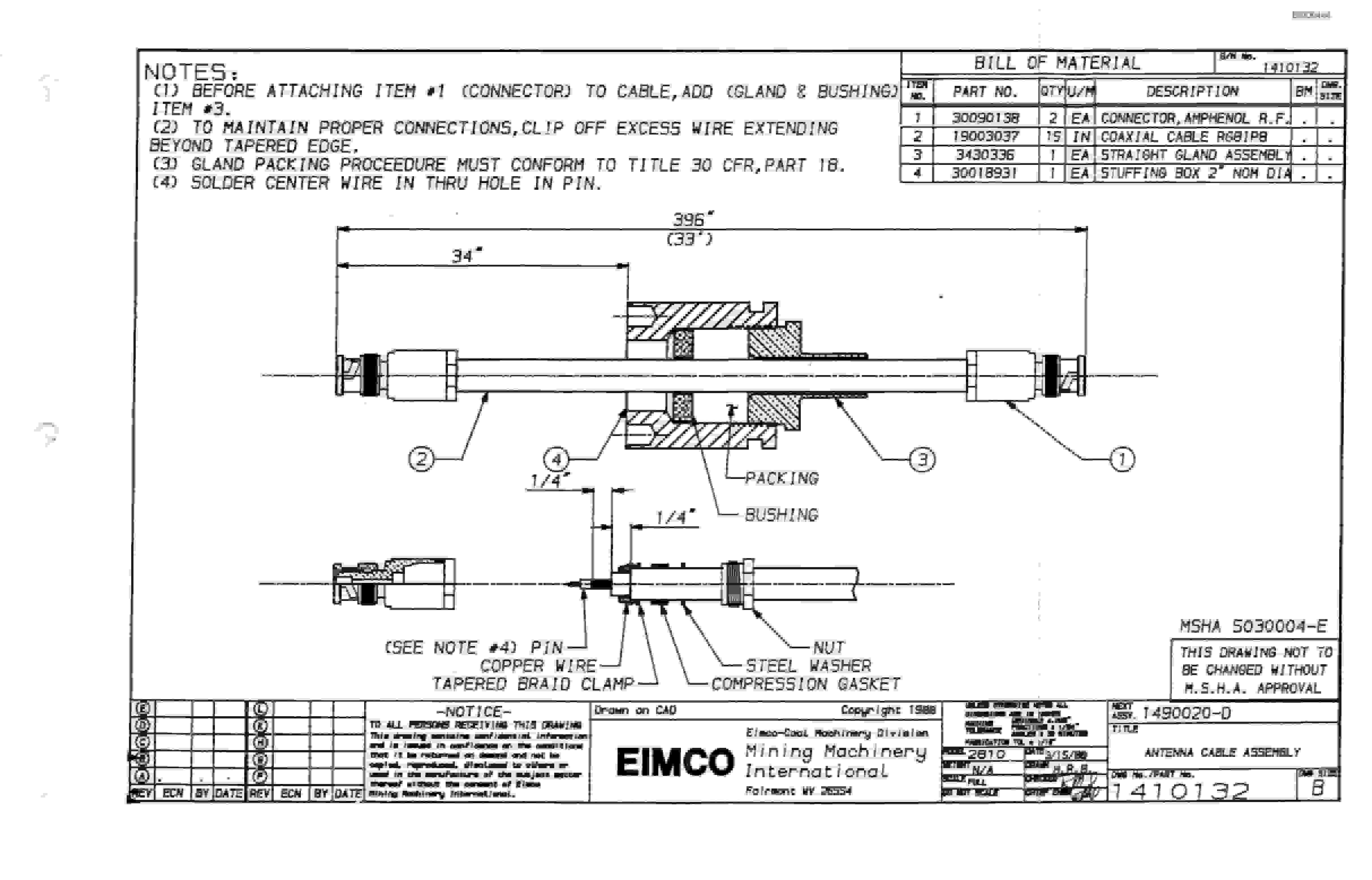 Bucyrus 2810-1 Miner Parts Catalog BI000444-4