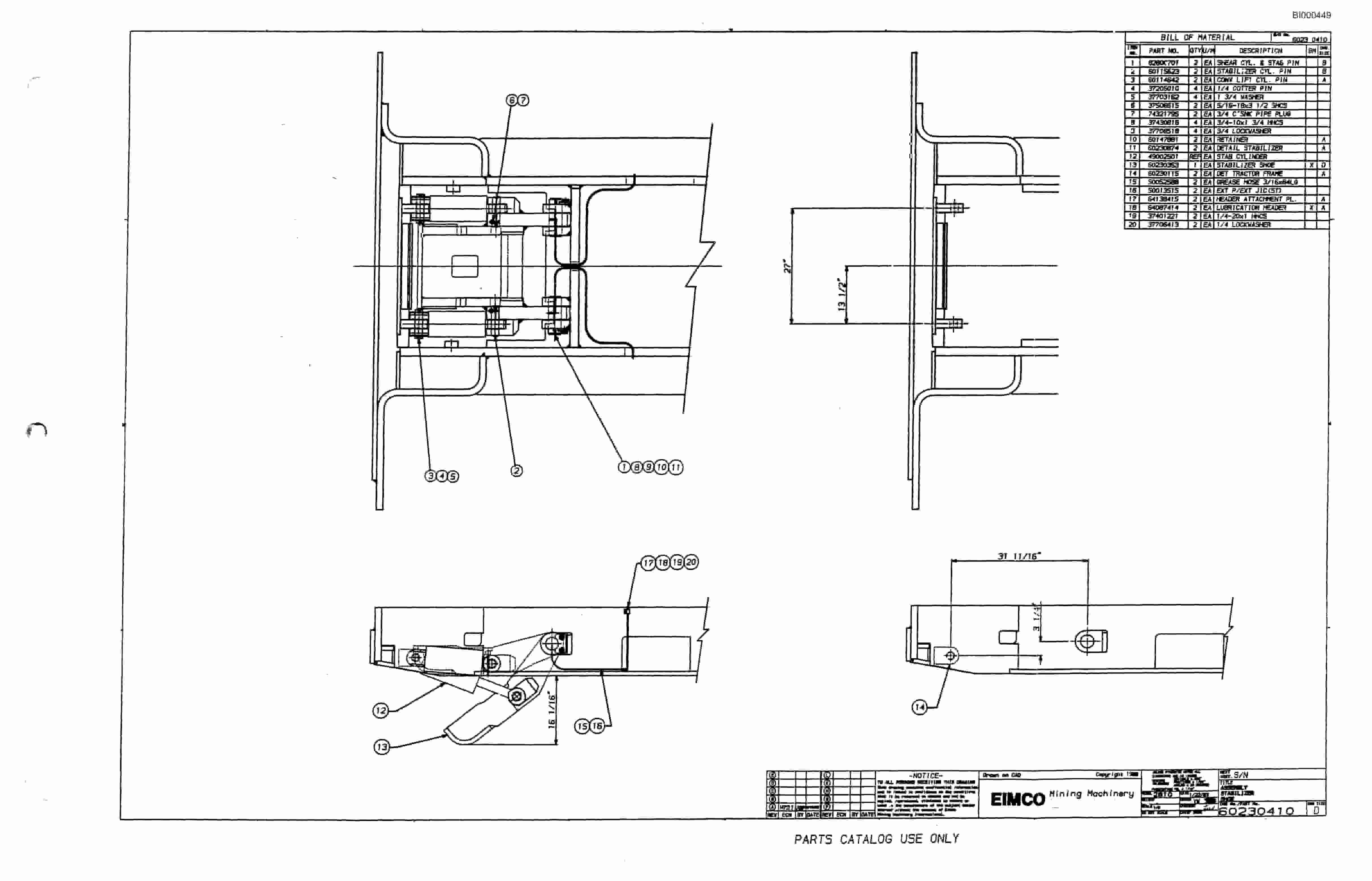 Bucyrus 2810-1 Miner Parts Catalog BI000449-3