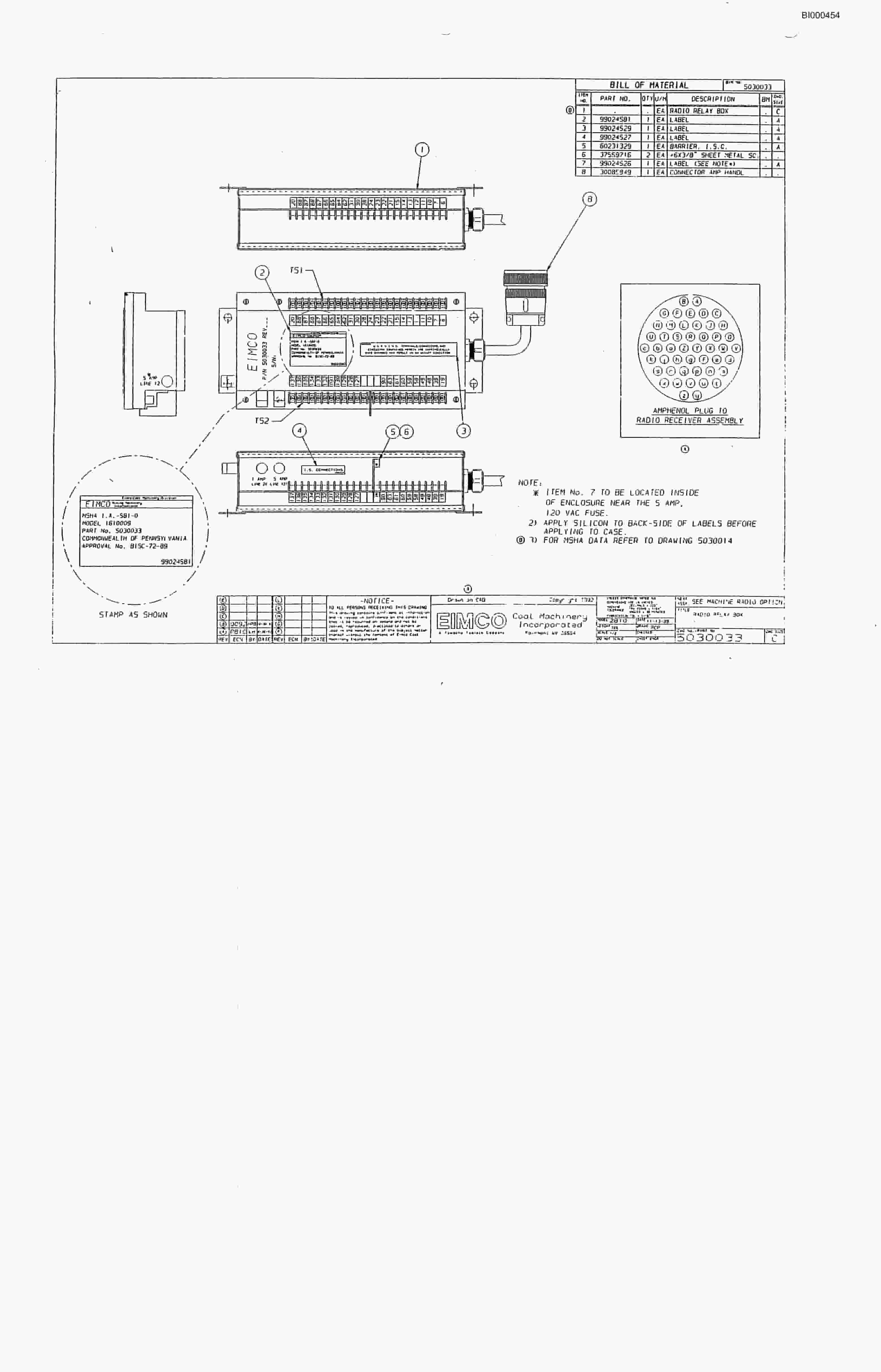 Bucyrus 2810-1 Miner Parts Catalog BI000454-2