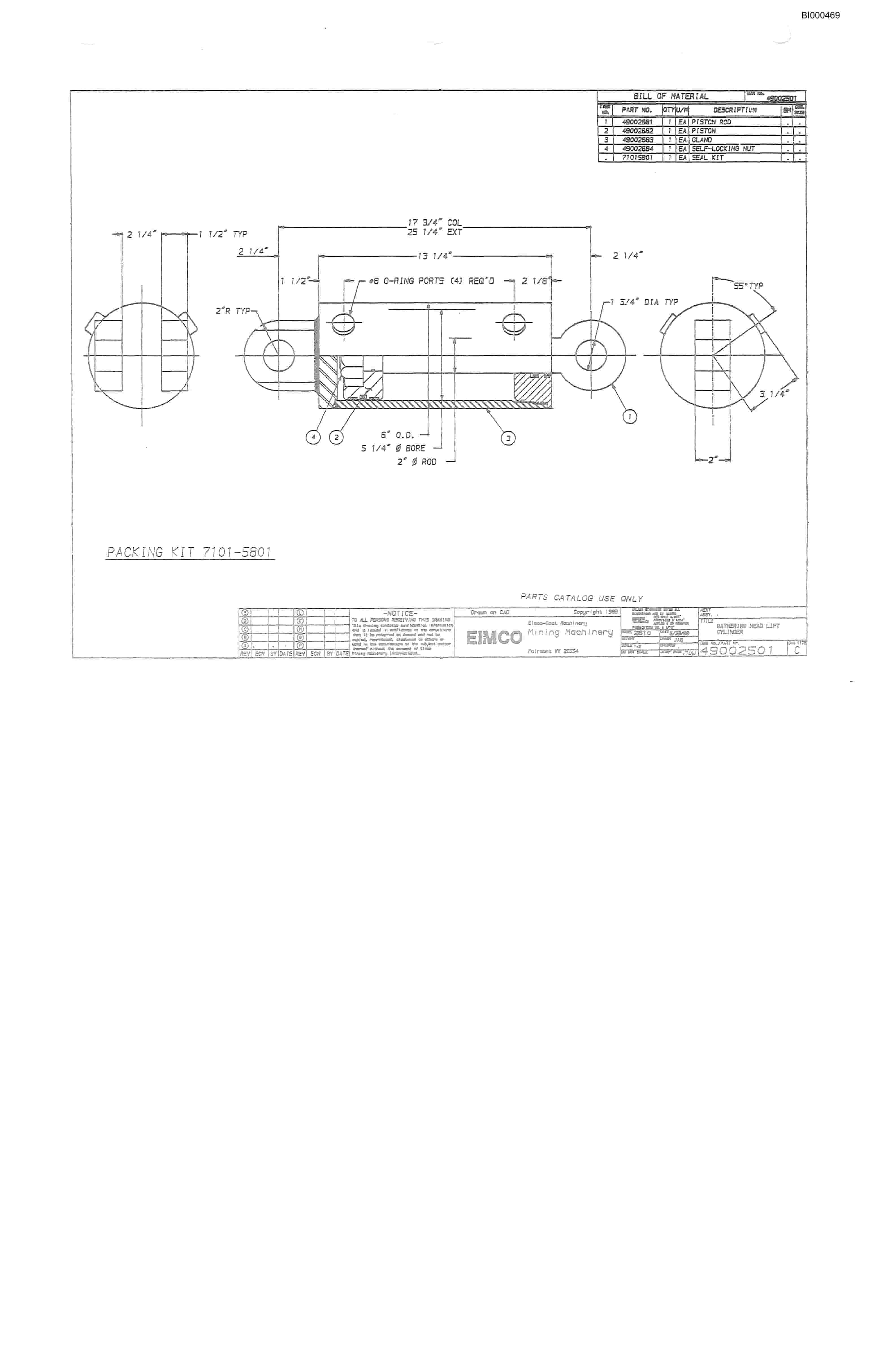 Bucyrus 2810-1 Miner Parts Catalog BI000469-2