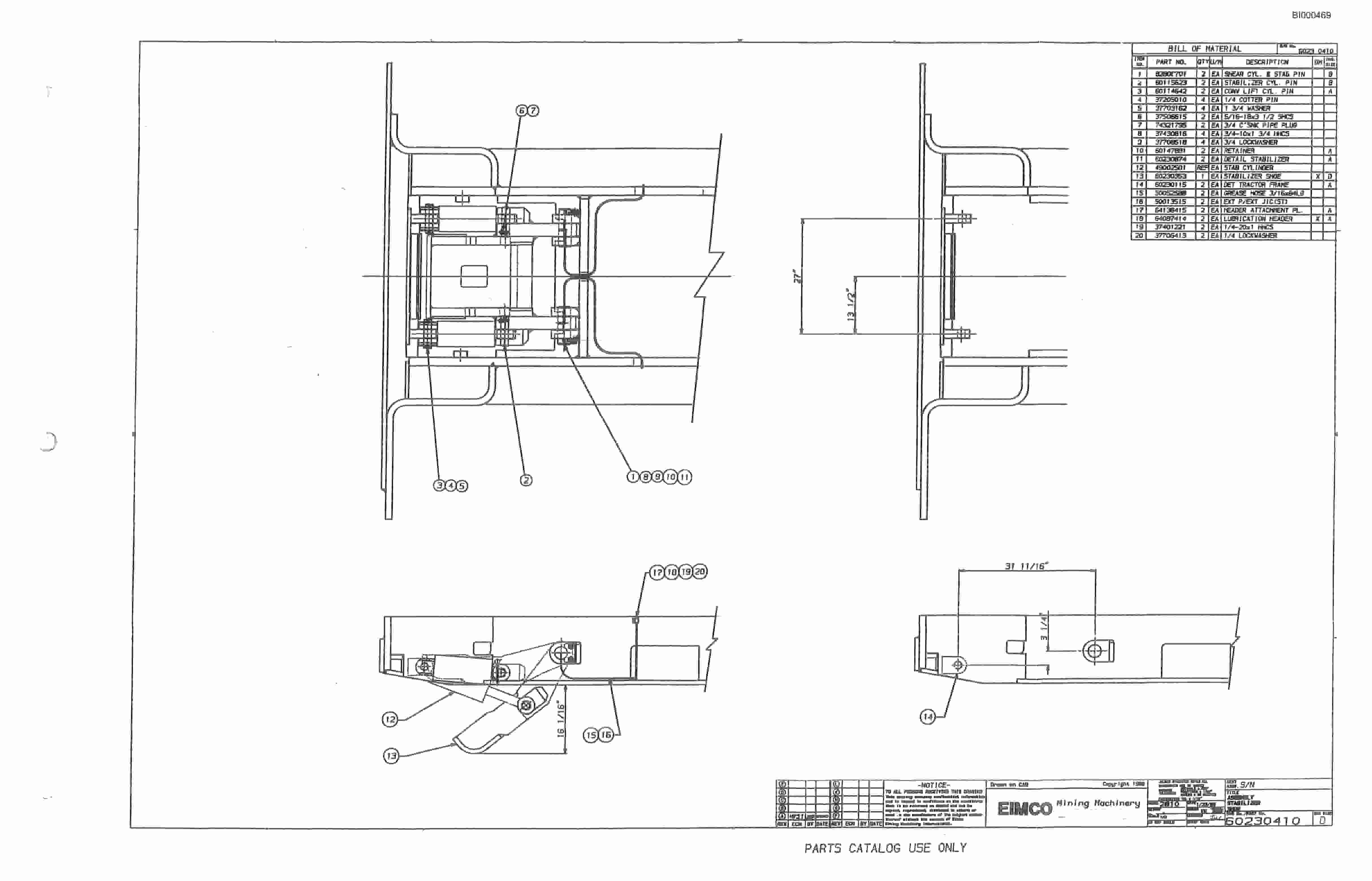 Bucyrus 2810-1 Miner Parts Catalog BI000469-3