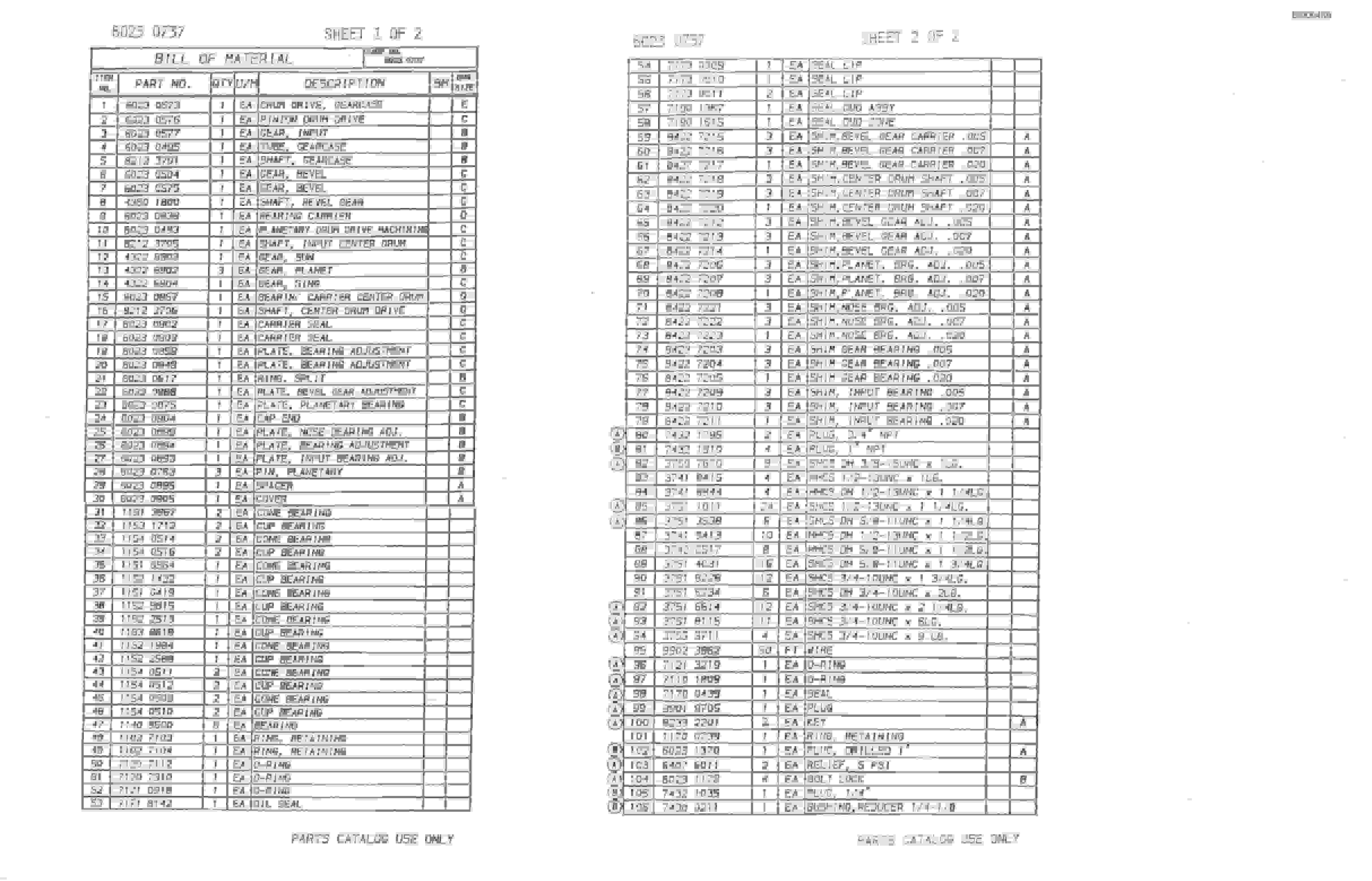 Bucyrus 2810-1 Miner Parts Catalog BI000469-4