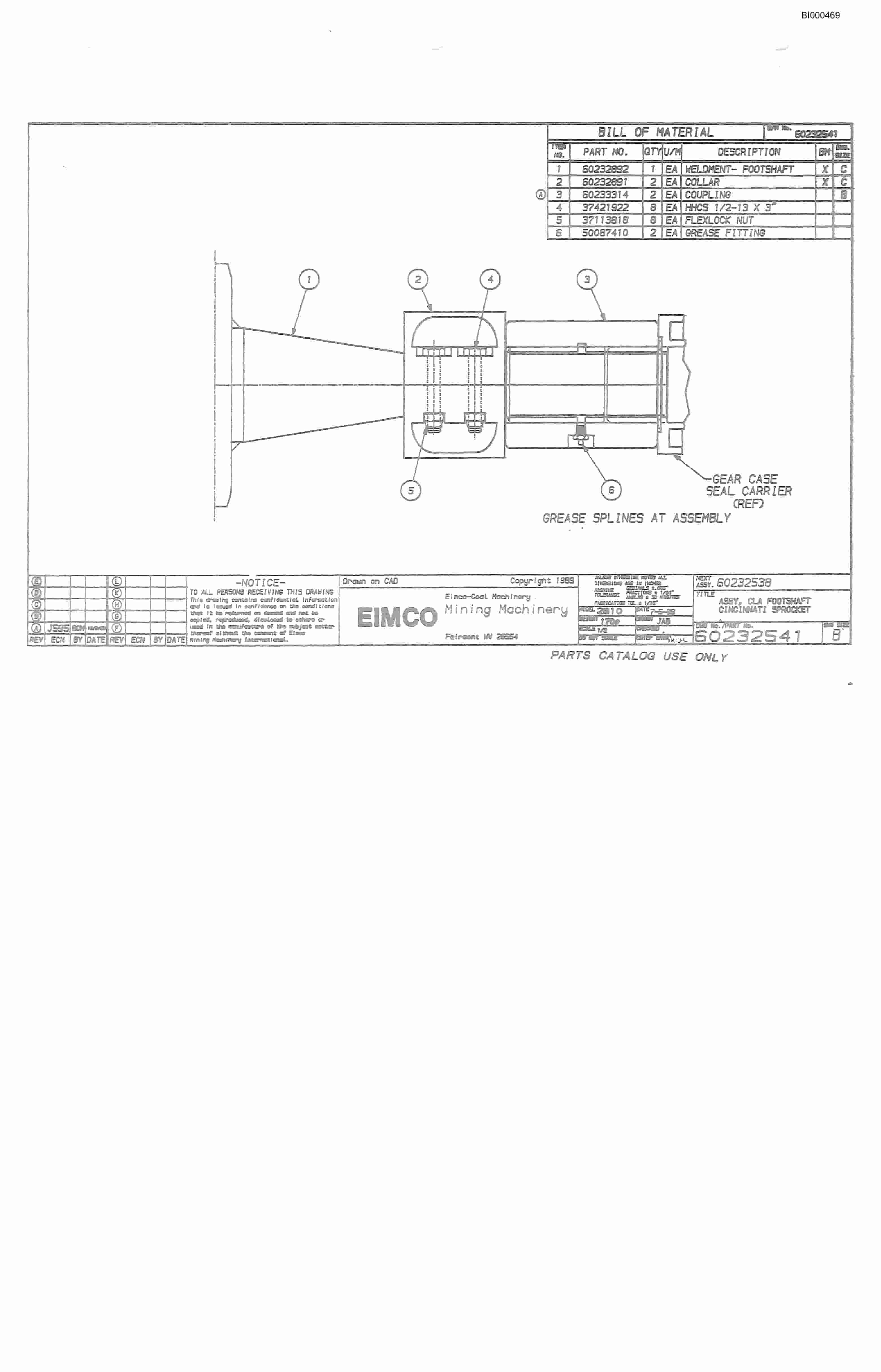 Bucyrus 2810-1 Miner Parts Catalog BI000469-5