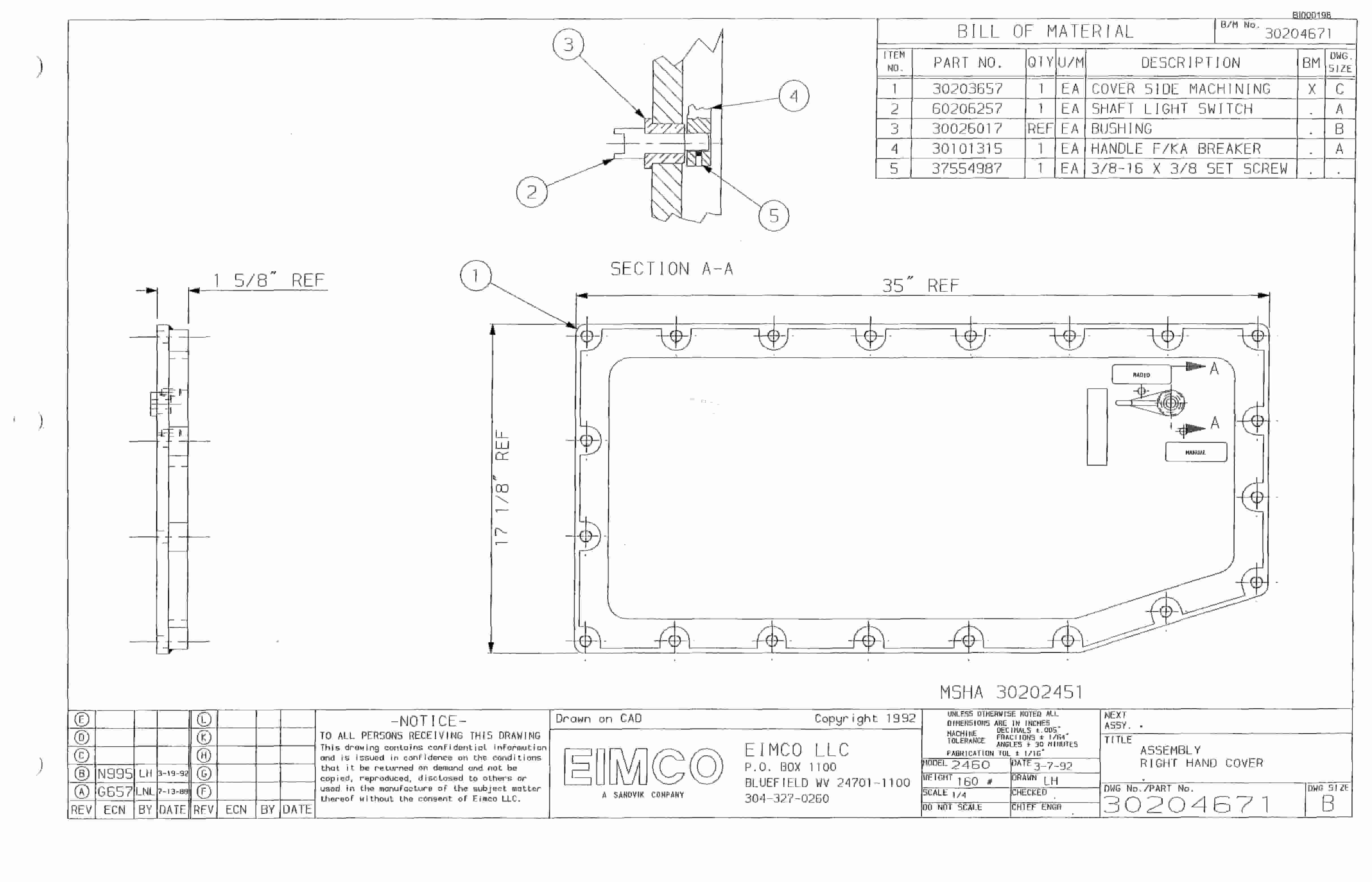 Bucyrus 2810-2 Drum Miner Parts Catalog BI000198-3