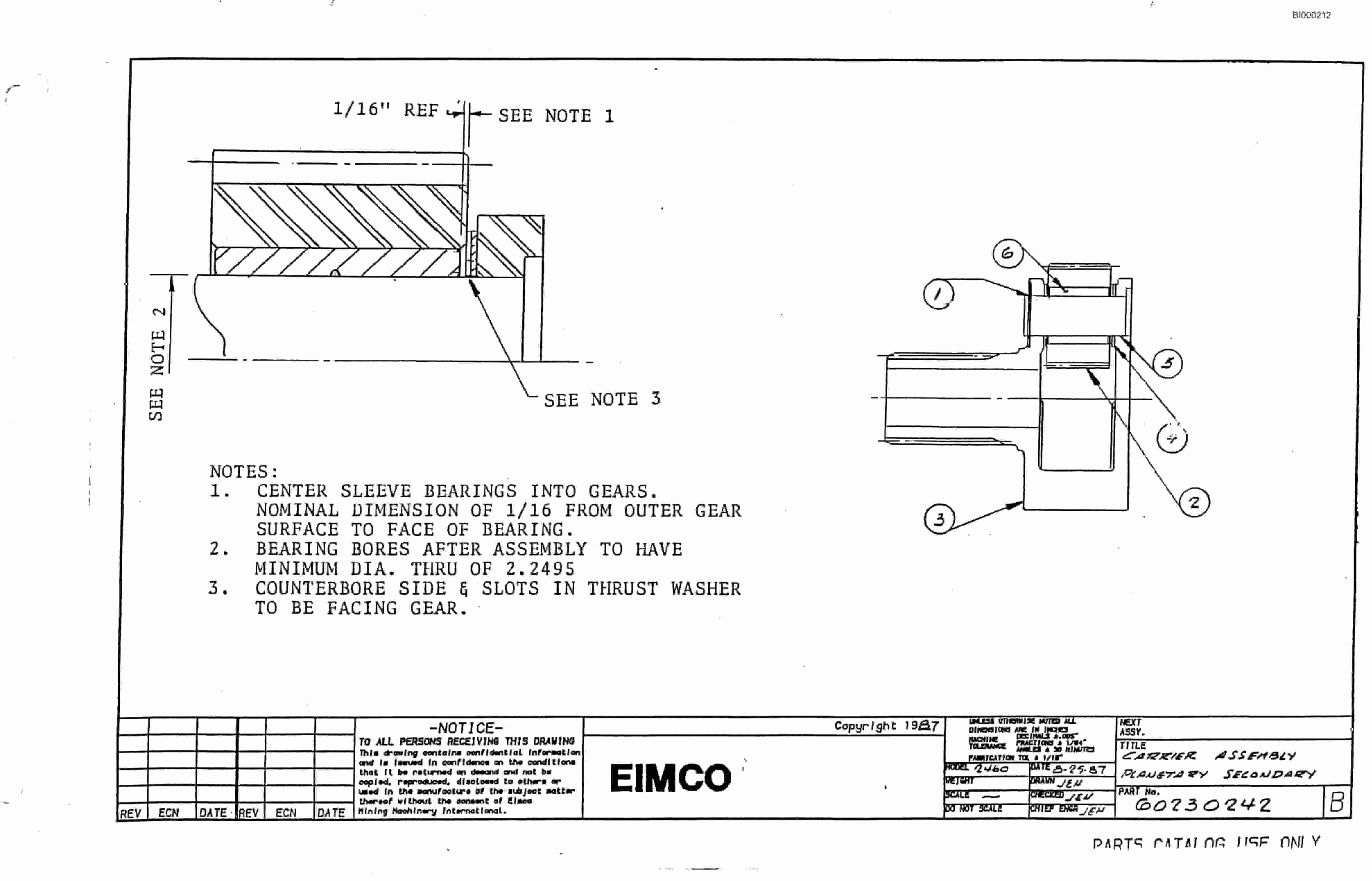 Bucyrus 2810-2 Drum Miner Parts Catalog BI000212-3