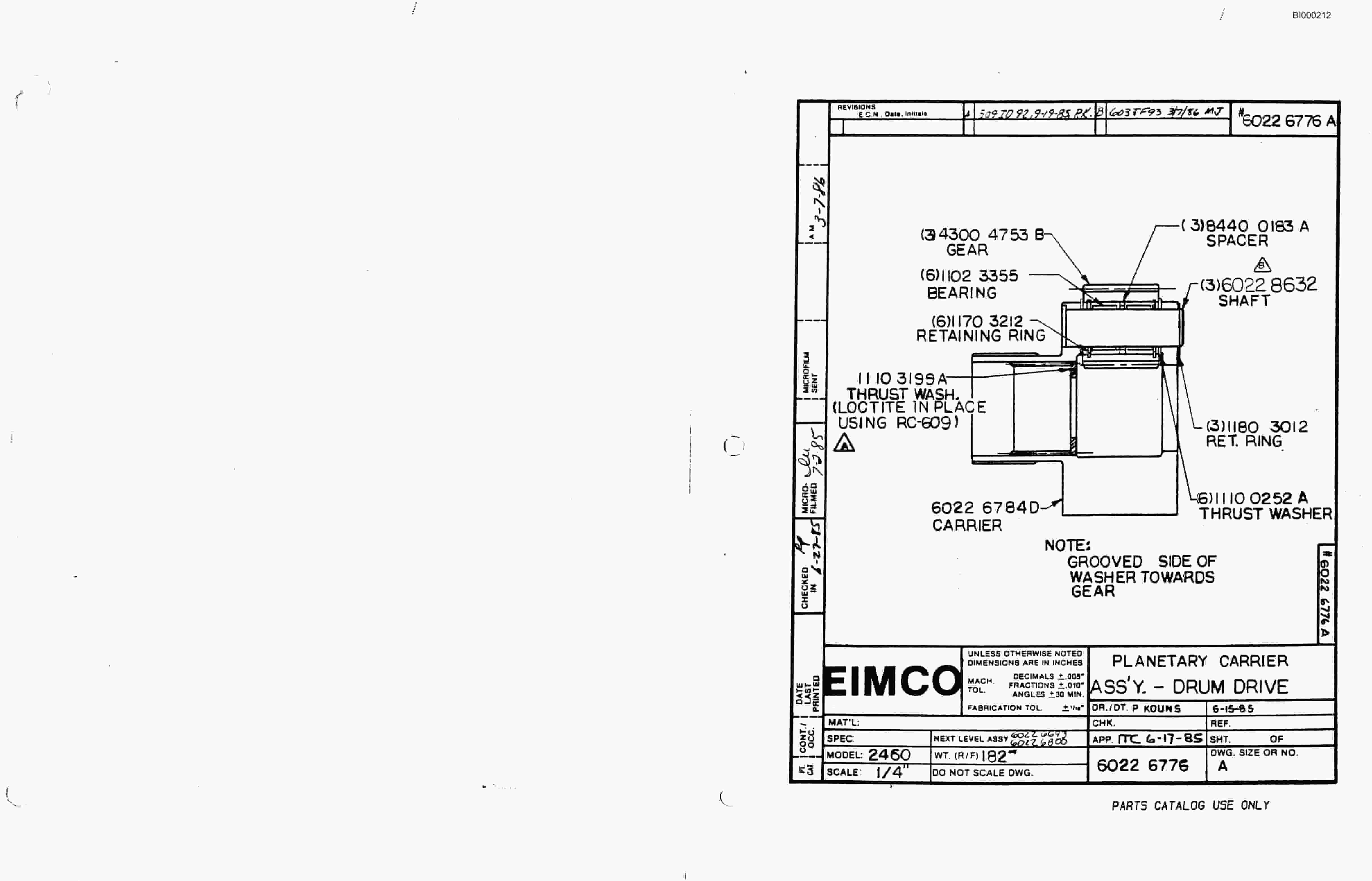Bucyrus 2810-2 Drum Miner Parts Catalog BI000212-4