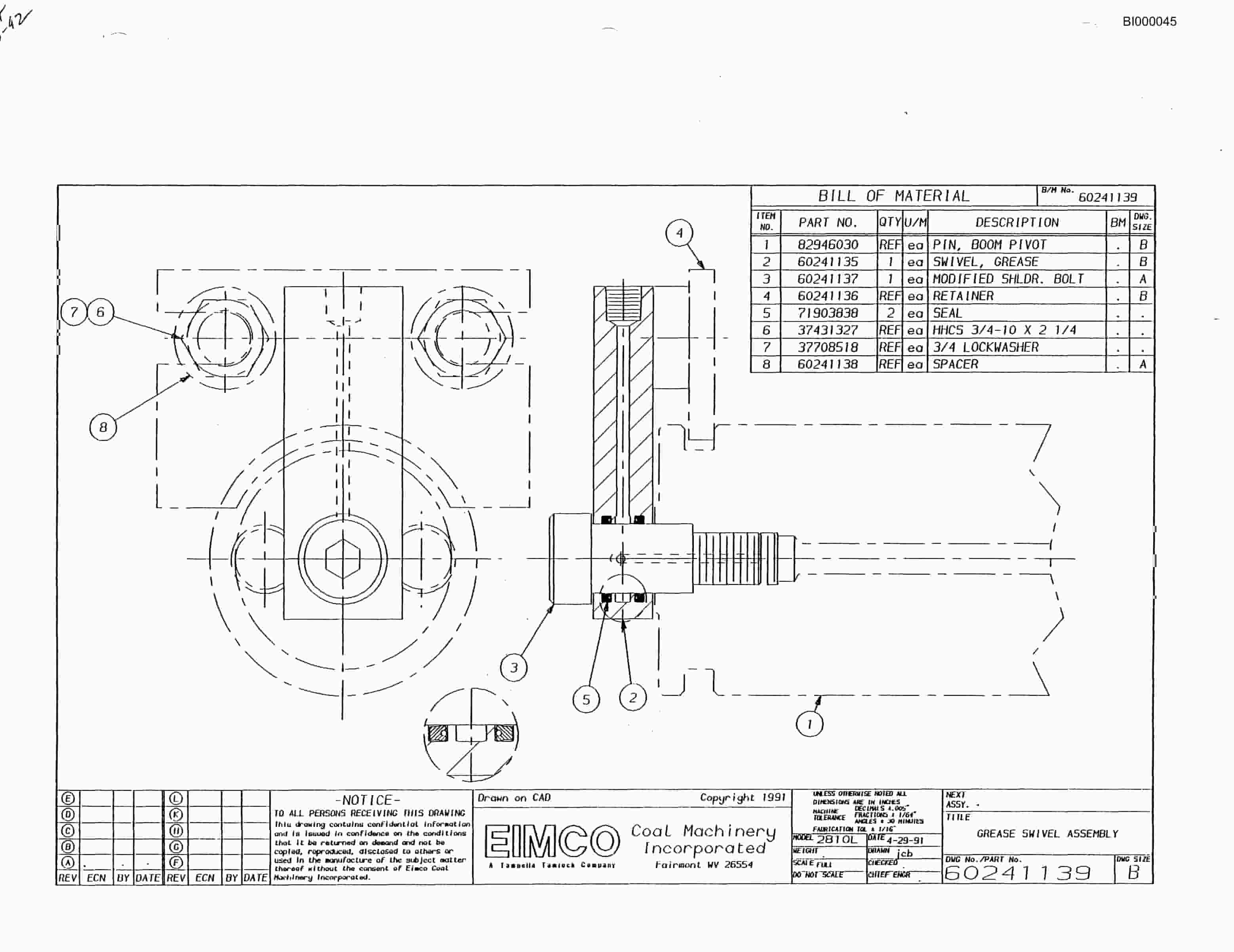 Bucyrus 2810-2 Miner Parts Catalog BI000045-4