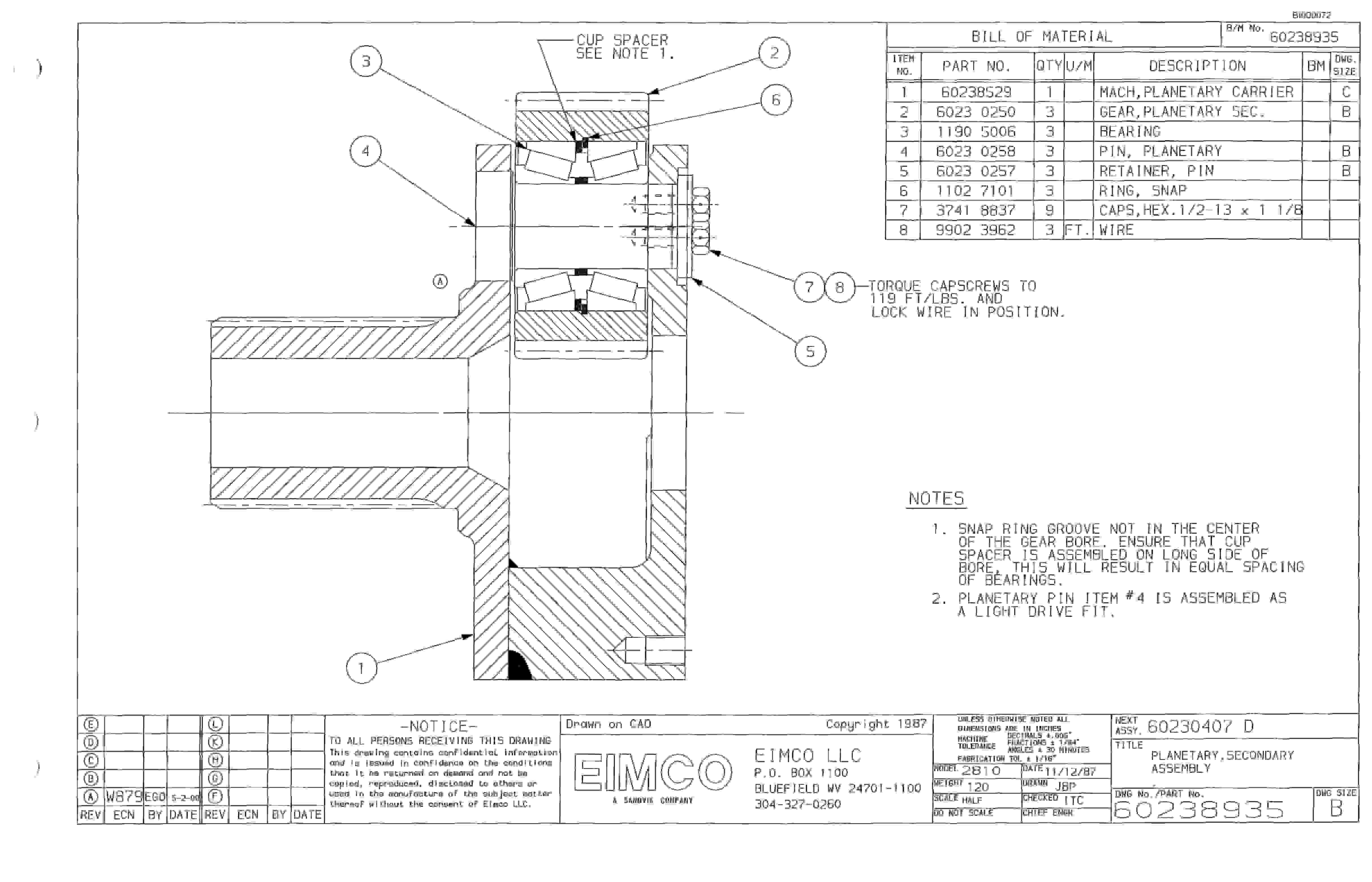 Bucyrus 2810-2 Miner Parts Catalog BI000072-3