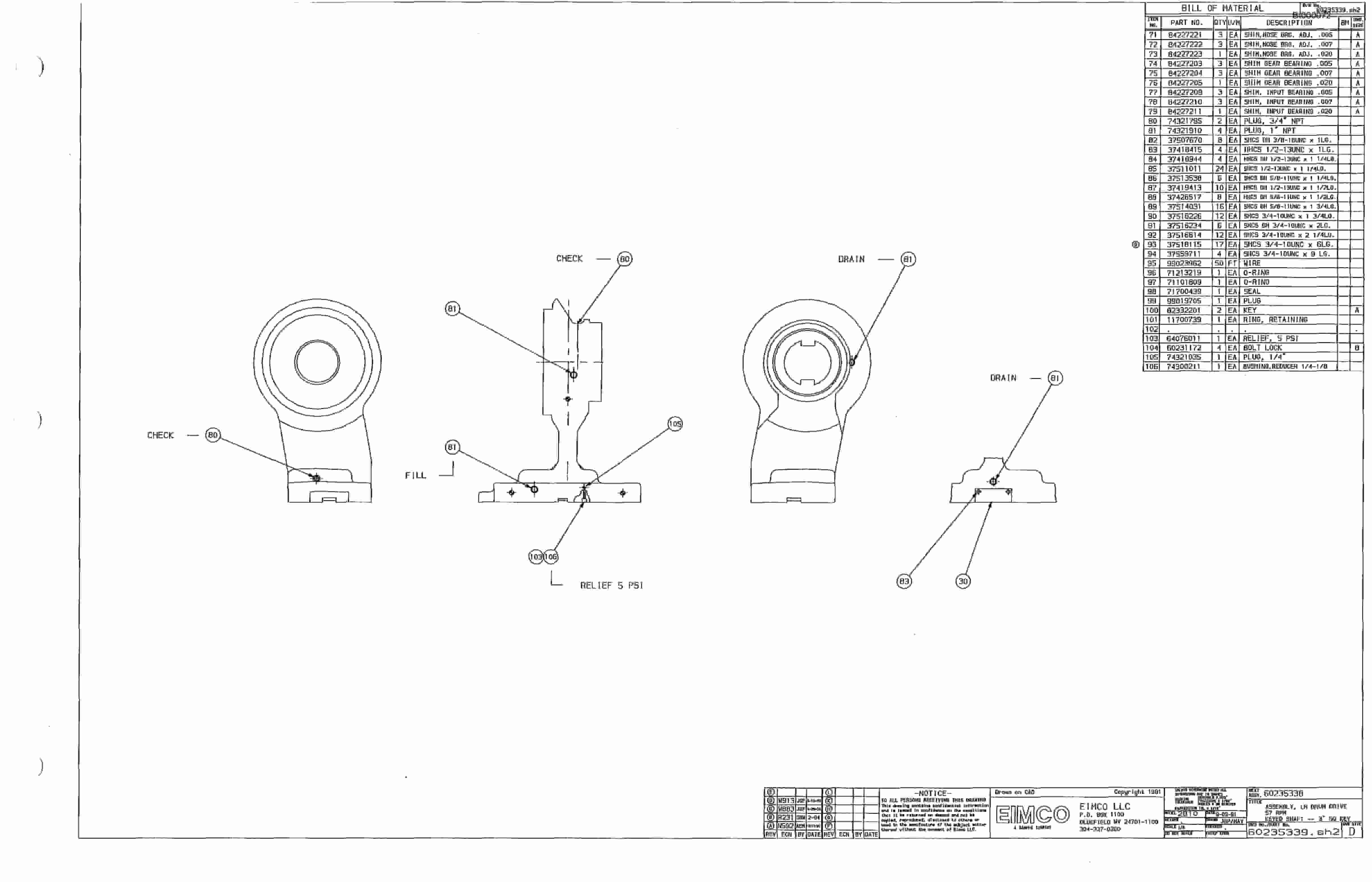 Bucyrus 2810-2 Miner Parts Catalog BI000072-4
