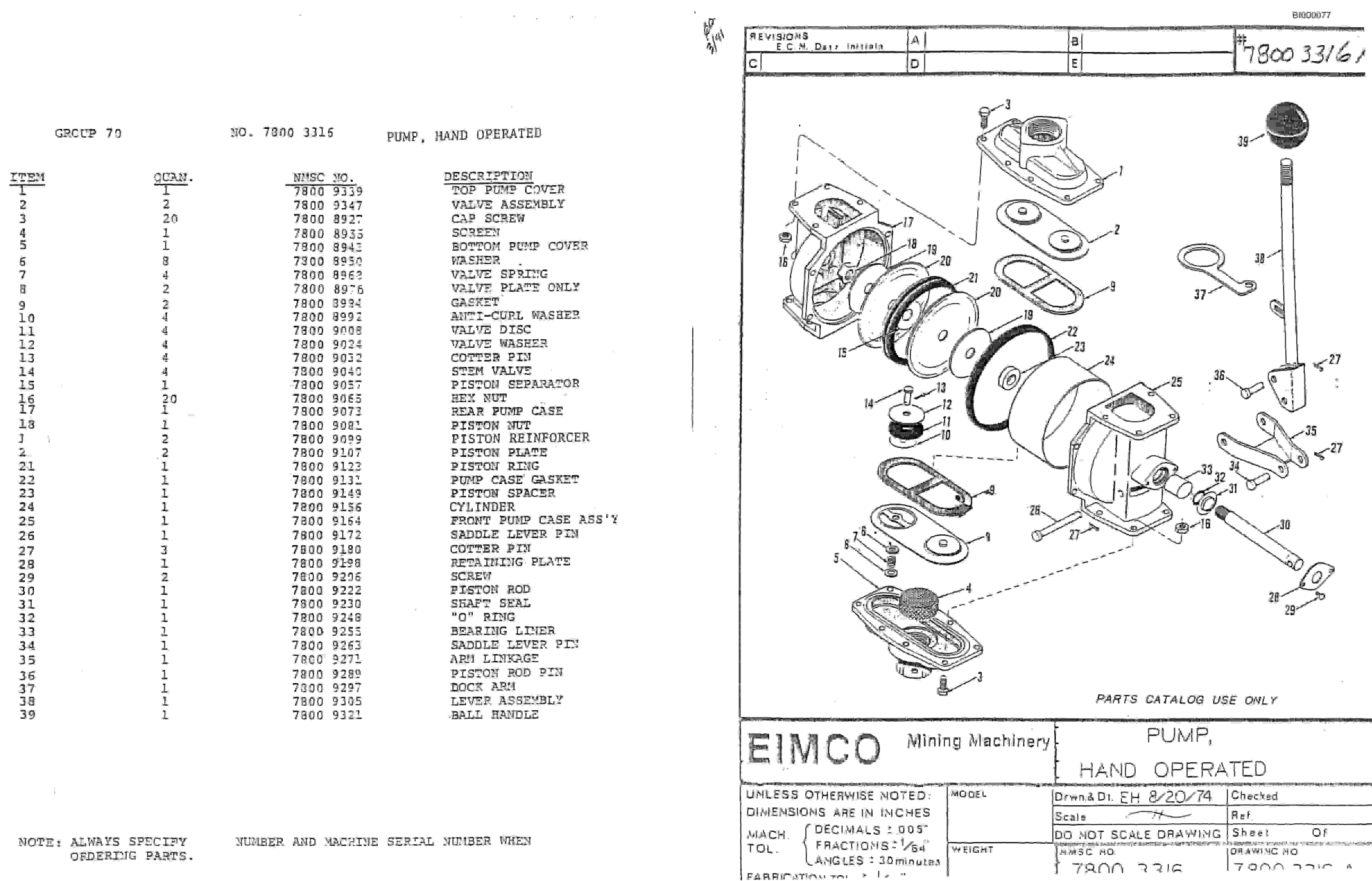 Bucyrus 2810-2 Miner Parts Catalog BI000077-2