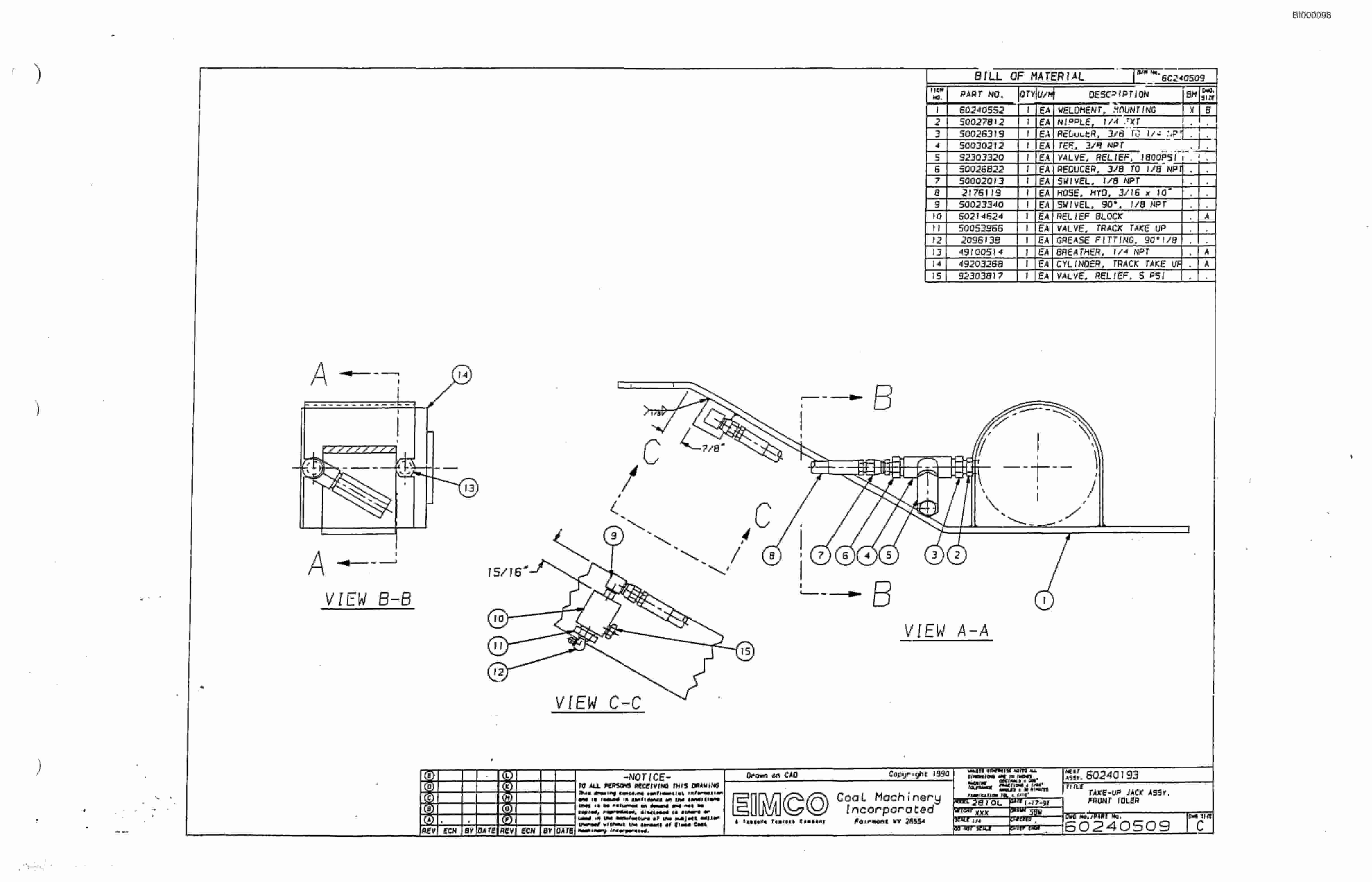 Bucyrus 2810-2 Miner Parts Catalog BI000096-3