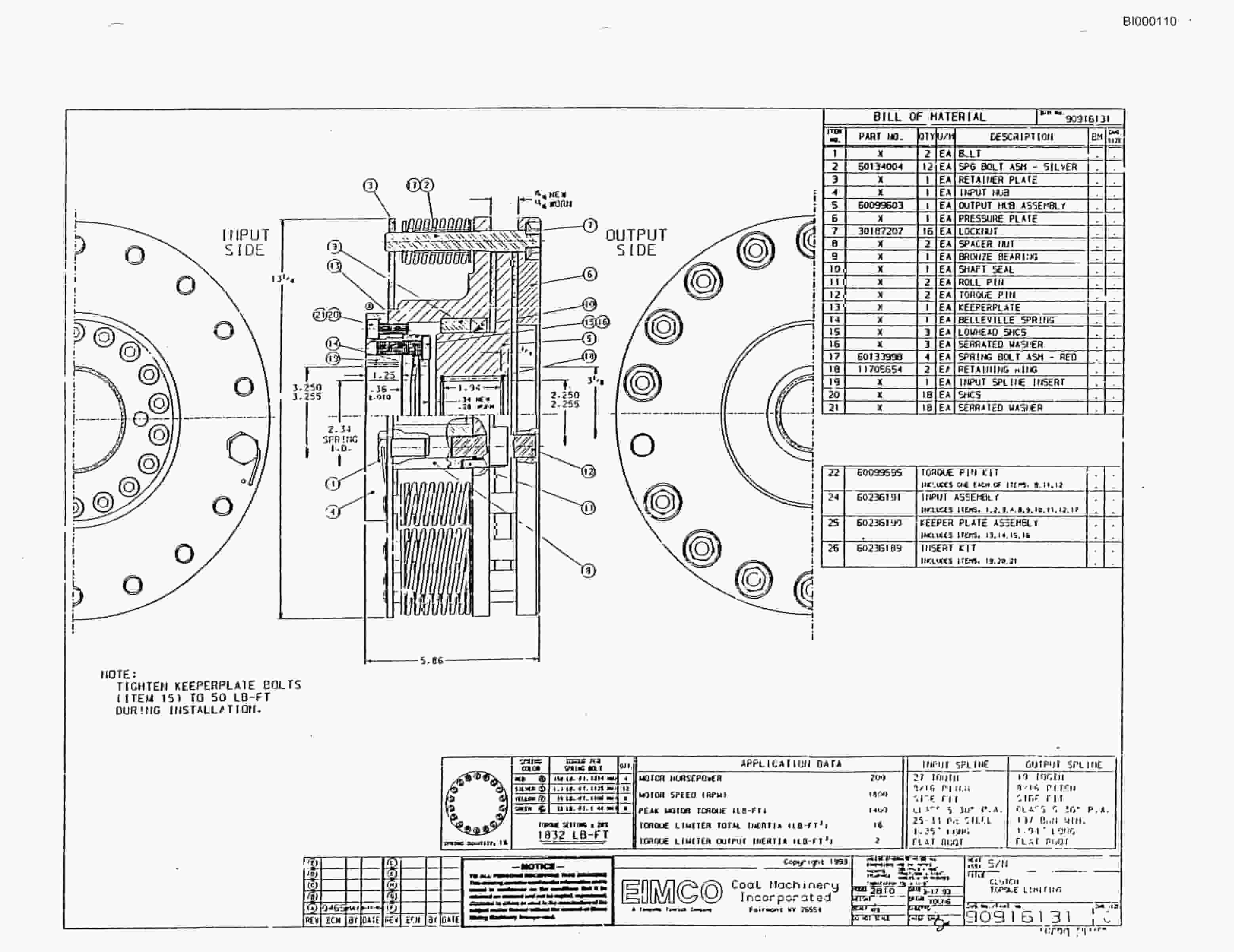 Bucyrus 2810-2 Miner Parts Catalog BI000110-5