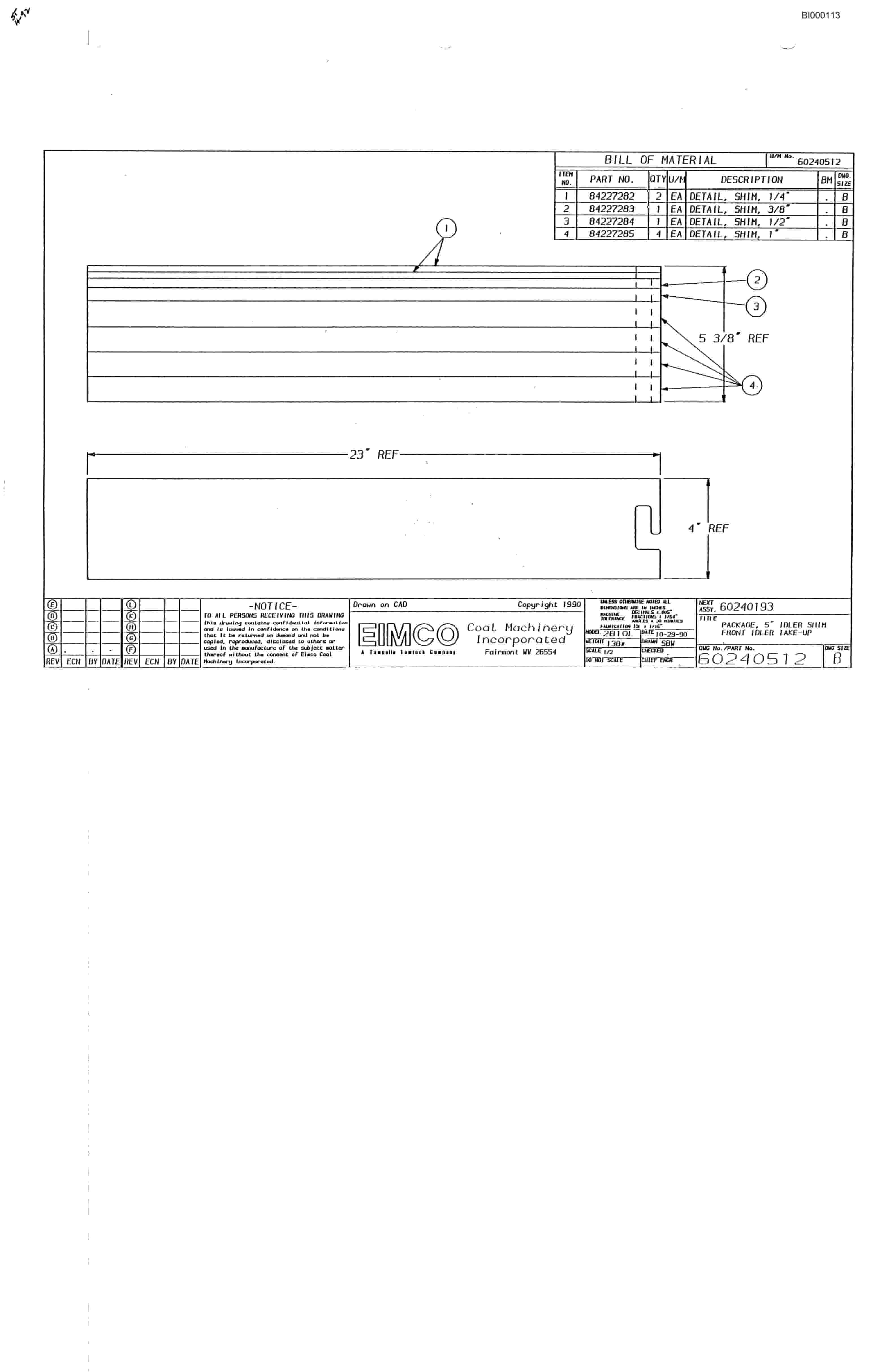 Bucyrus 2810-2 Miner Parts Catalog BI000113-4