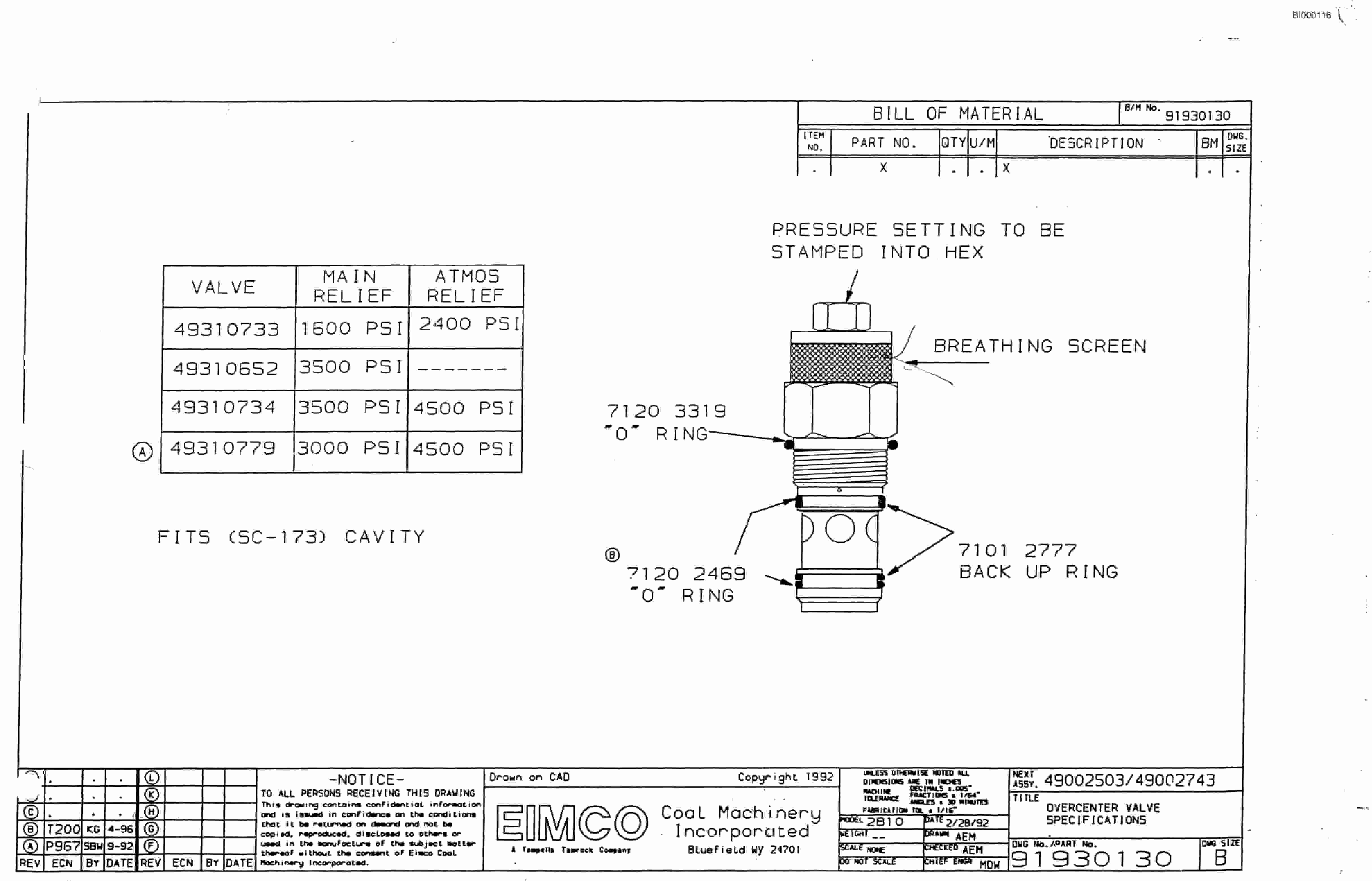 Bucyrus 2810-2 Miner Parts Catalog BI000116-2