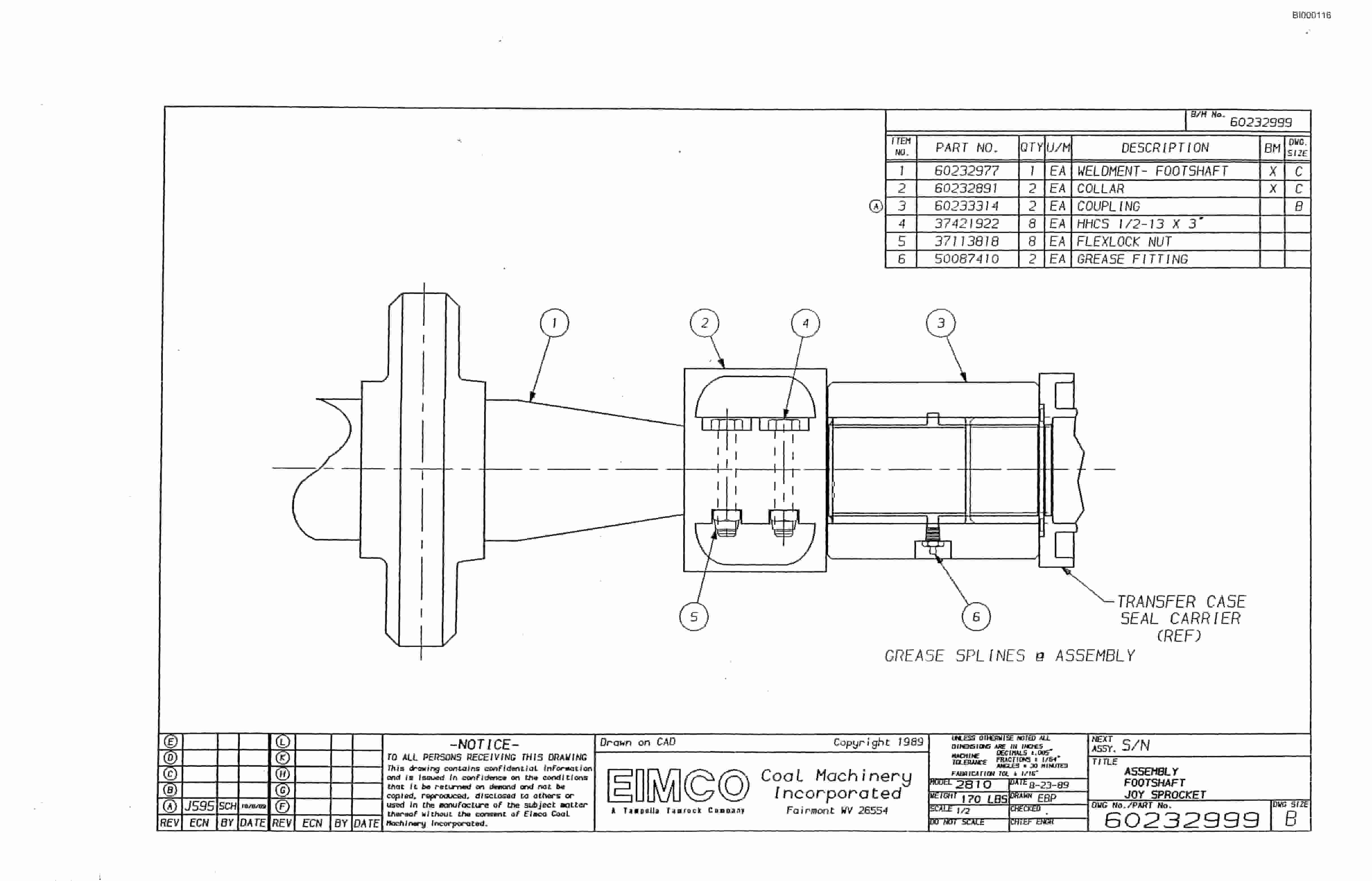 Bucyrus 2810-2 Miner Parts Catalog BI000116-5