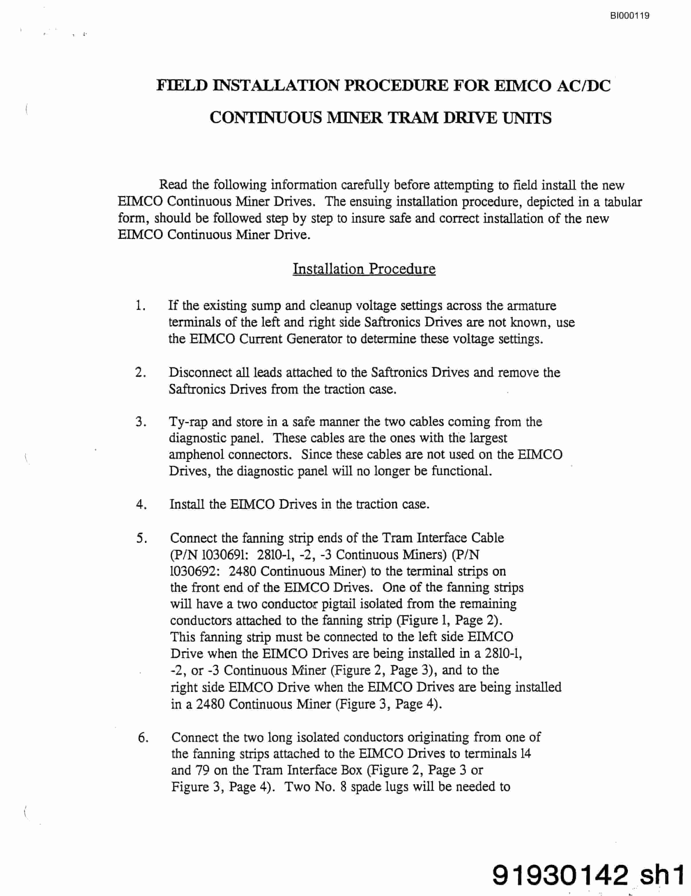 Bucyrus 2810-2 Miner Parts Catalog BI000119-2