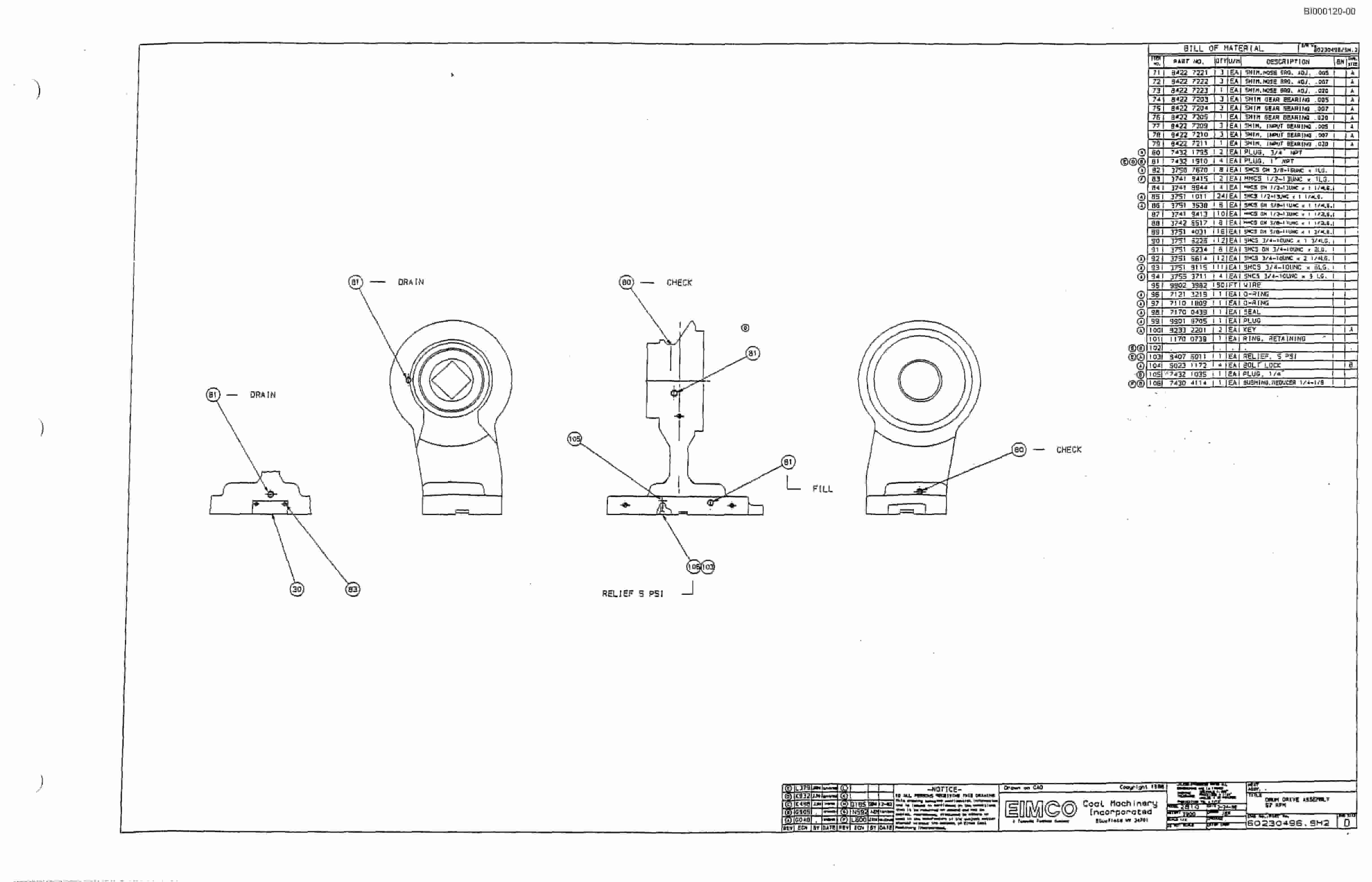 Bucyrus 2810-2 Miner Parts Catalog BI000120-4