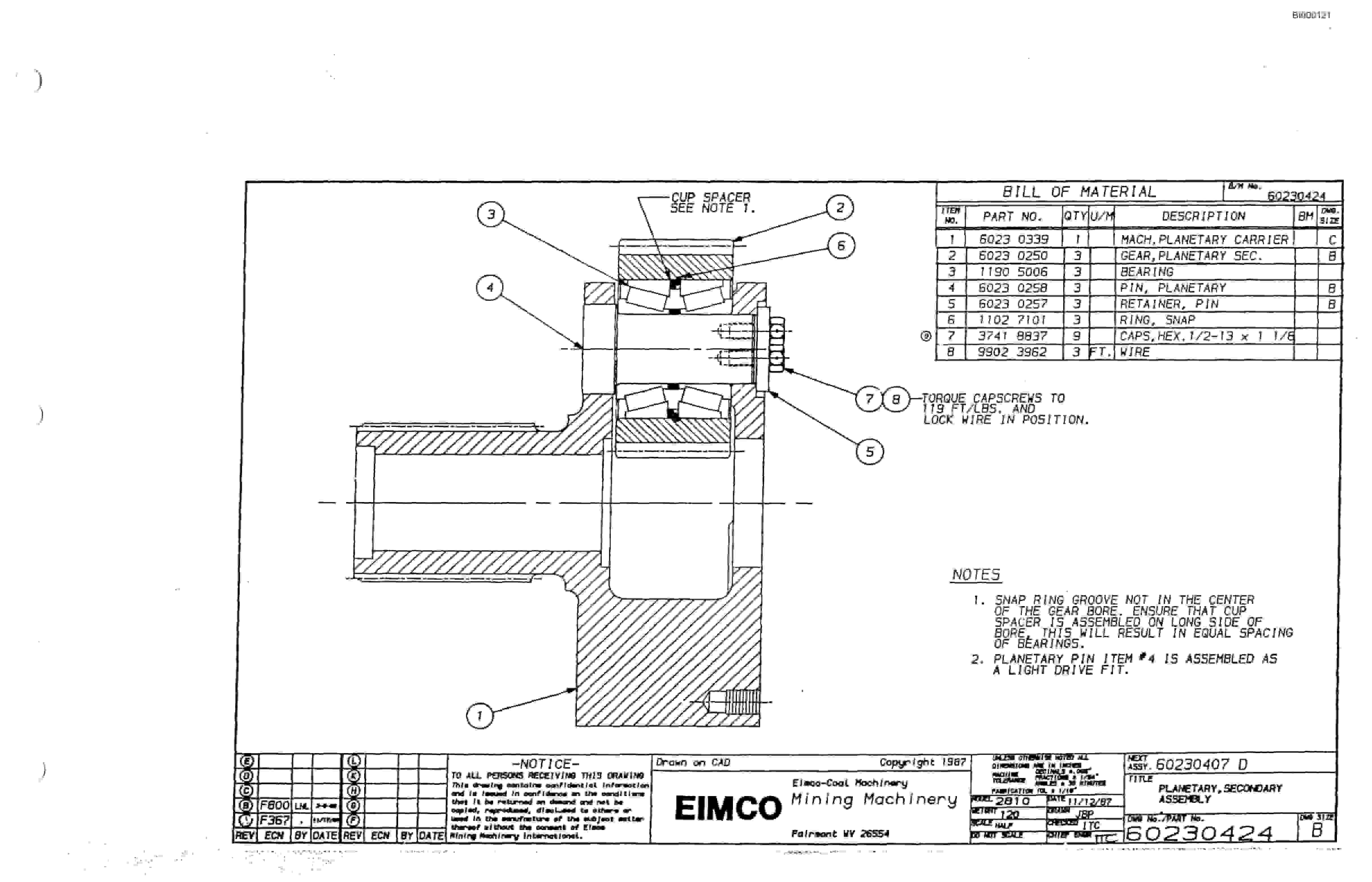 Bucyrus 2810-2 Miner Parts Catalog BI000121-3