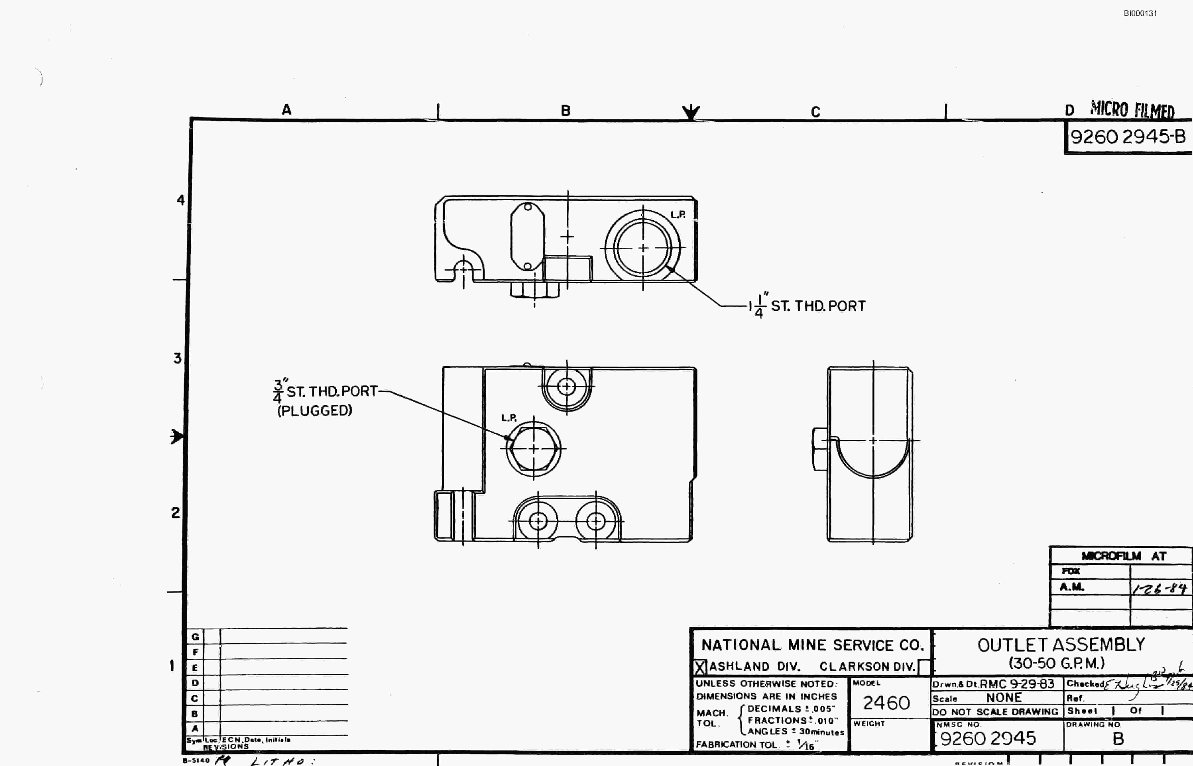 Bucyrus 2810-2 Miner Parts Catalog BI000131-2