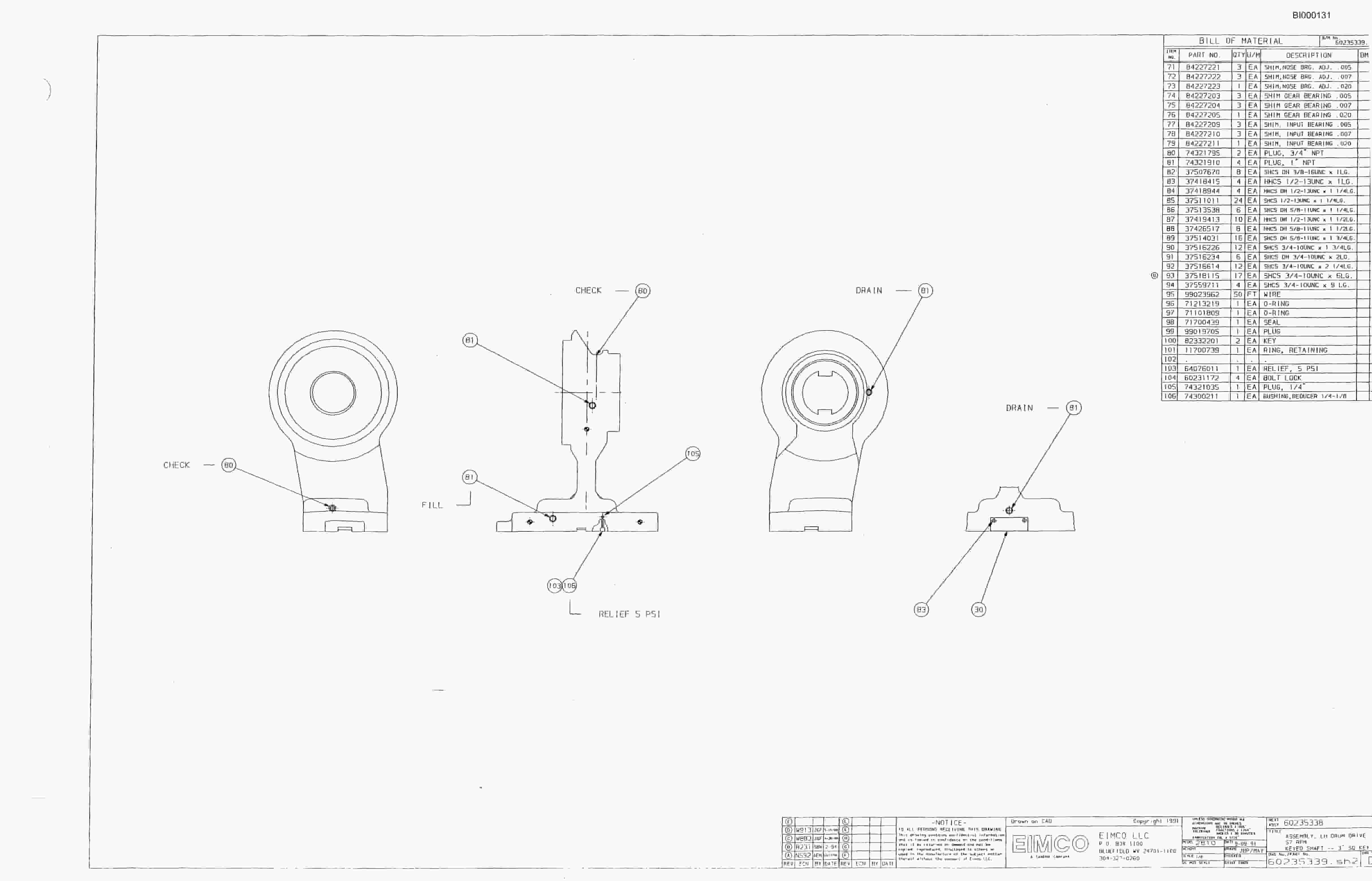 Bucyrus 2810-2 Miner Parts Catalog BI000131-5