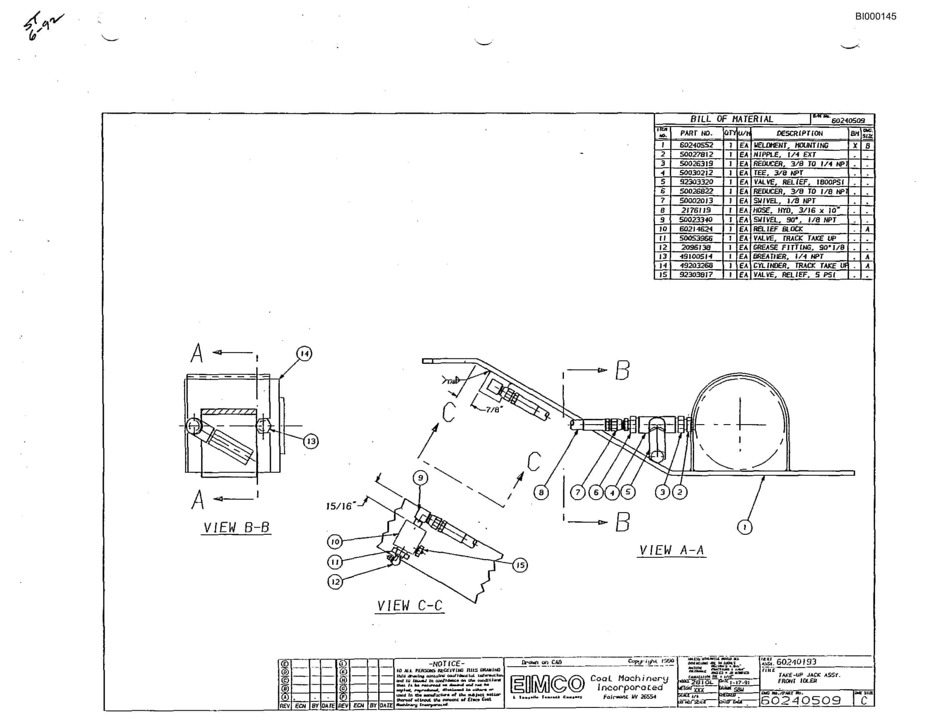 Bucyrus 2810-2 Miner Parts Catalog BI000145-4