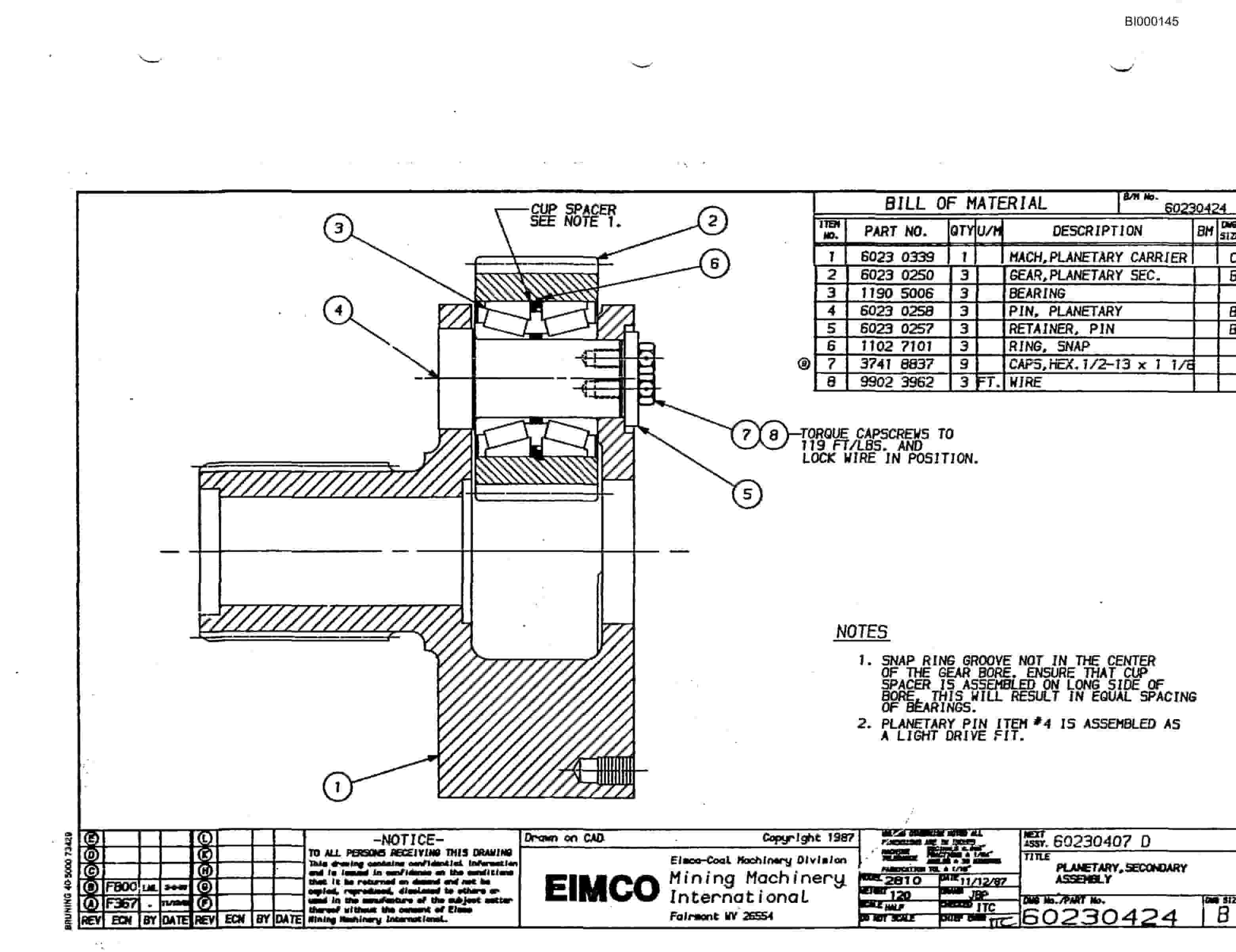 Bucyrus 2810-2 Miner Parts Catalog BI000145-5