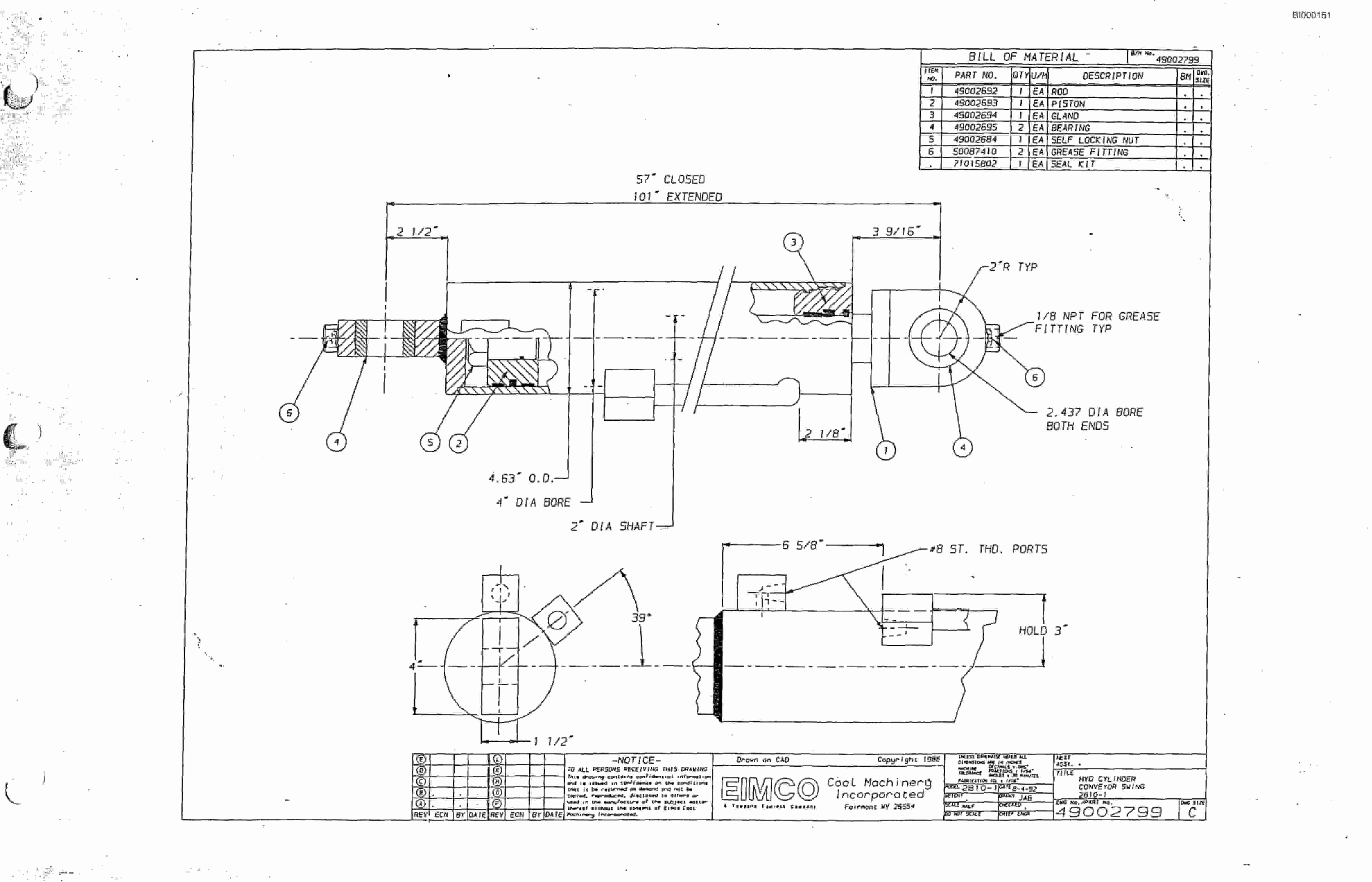 Bucyrus 2810-2 Miner Parts Catalog BI000151-4