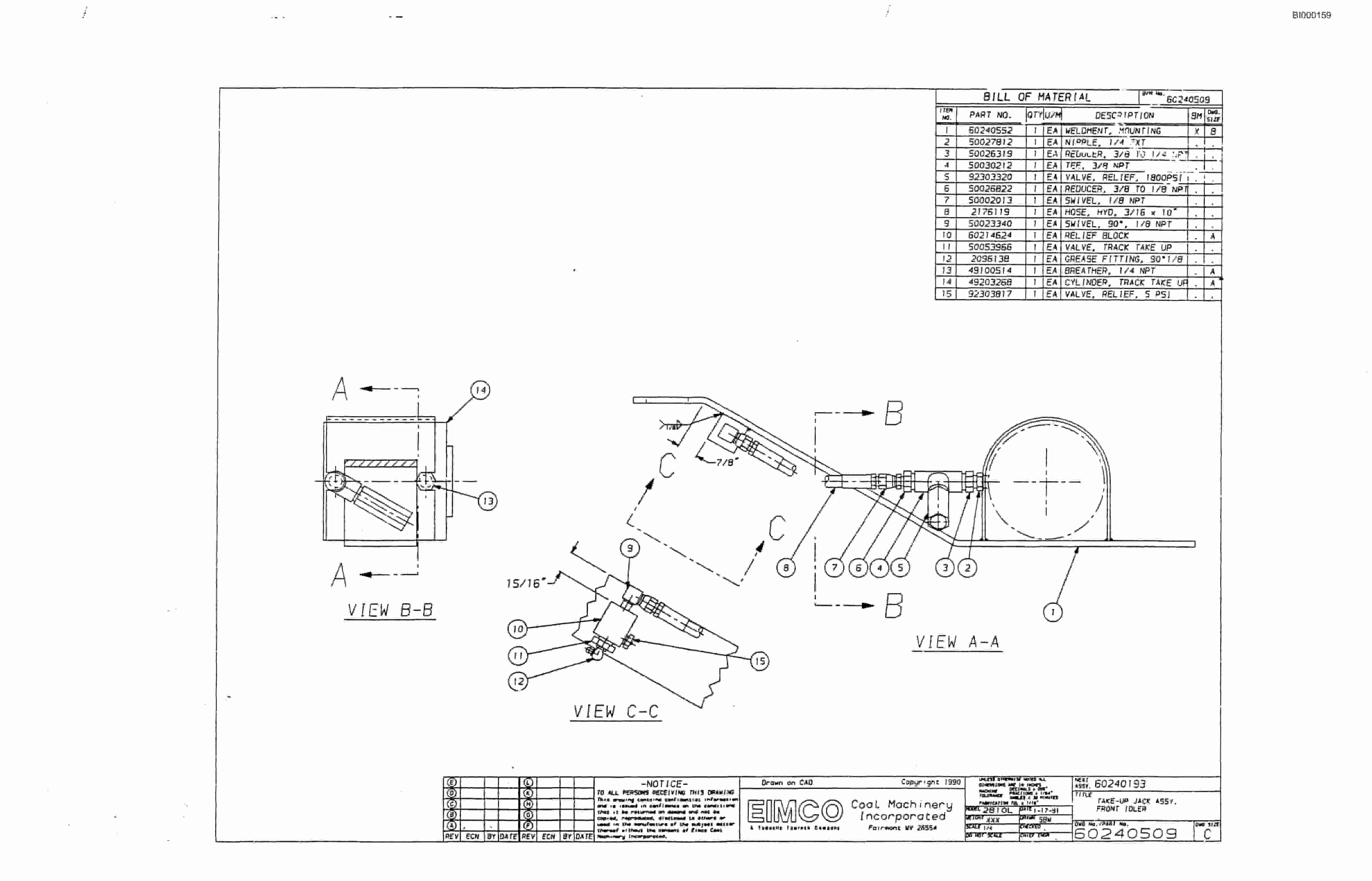 Bucyrus 2810-2 Miner Parts Catalog BI000159-3