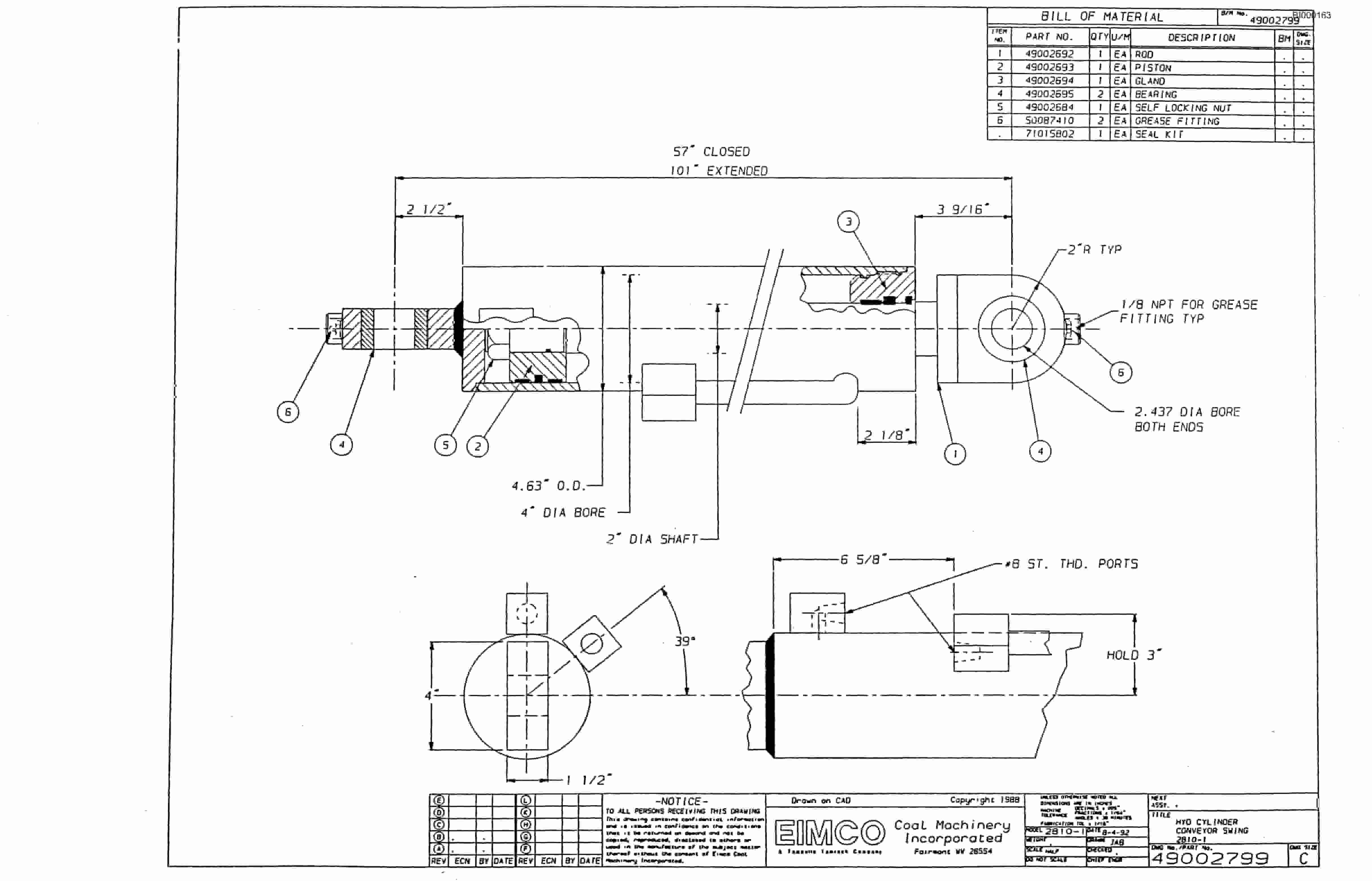 Bucyrus 2810-2 Miner Parts Catalog BI000163-2