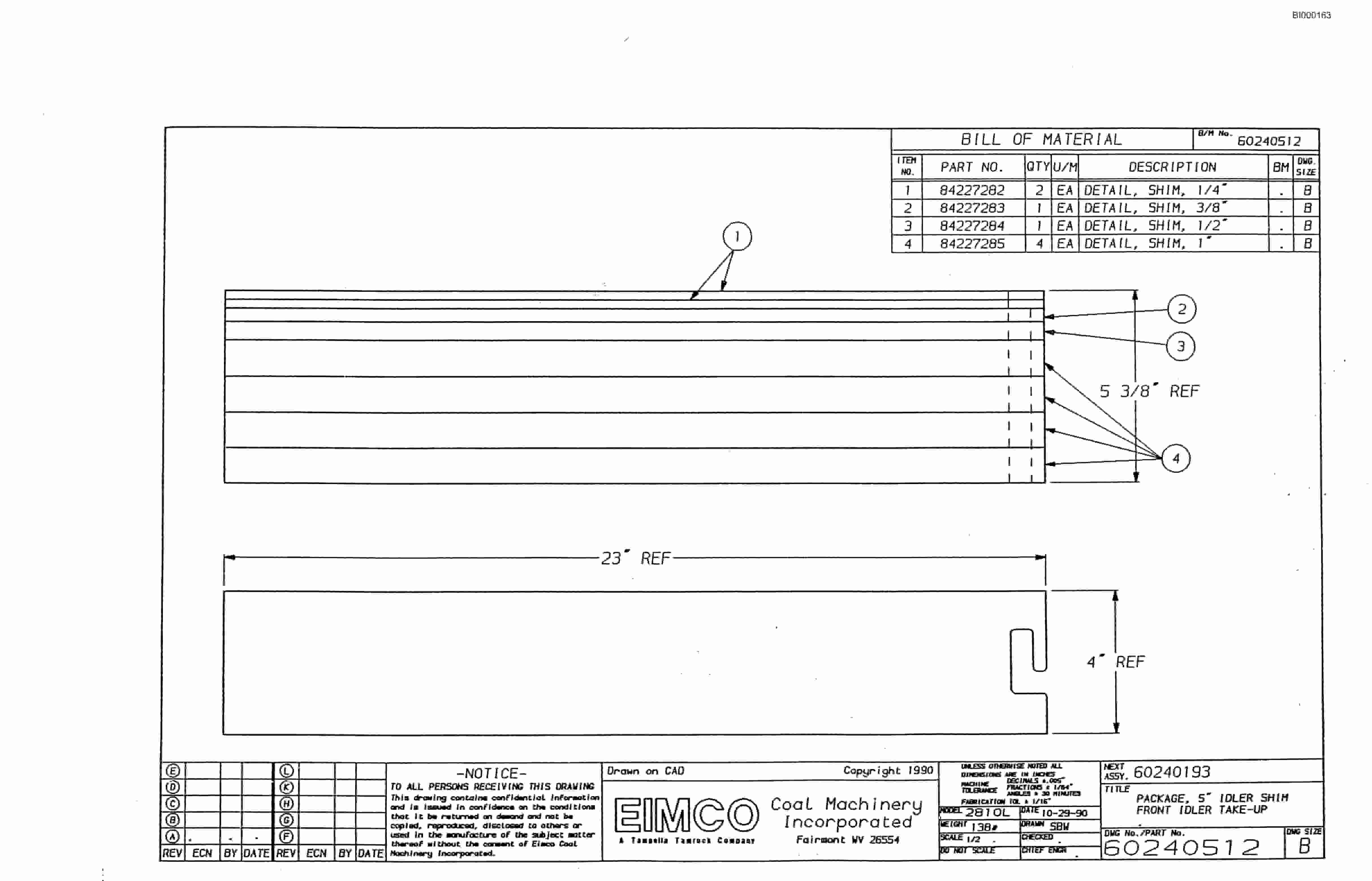 Bucyrus 2810-2 Miner Parts Catalog BI000163-3