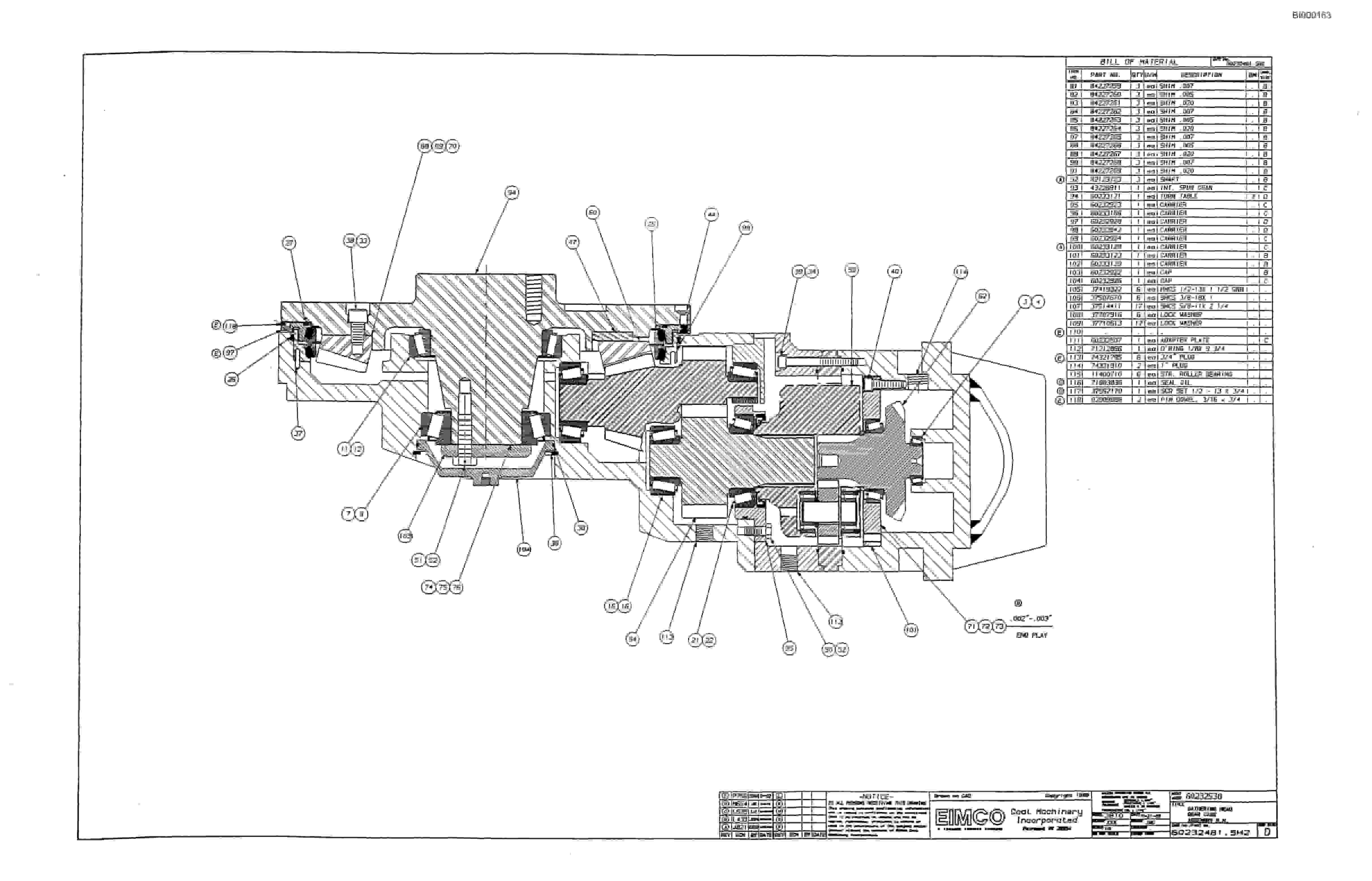 Bucyrus 2810-2 Miner Parts Catalog BI000163-5
