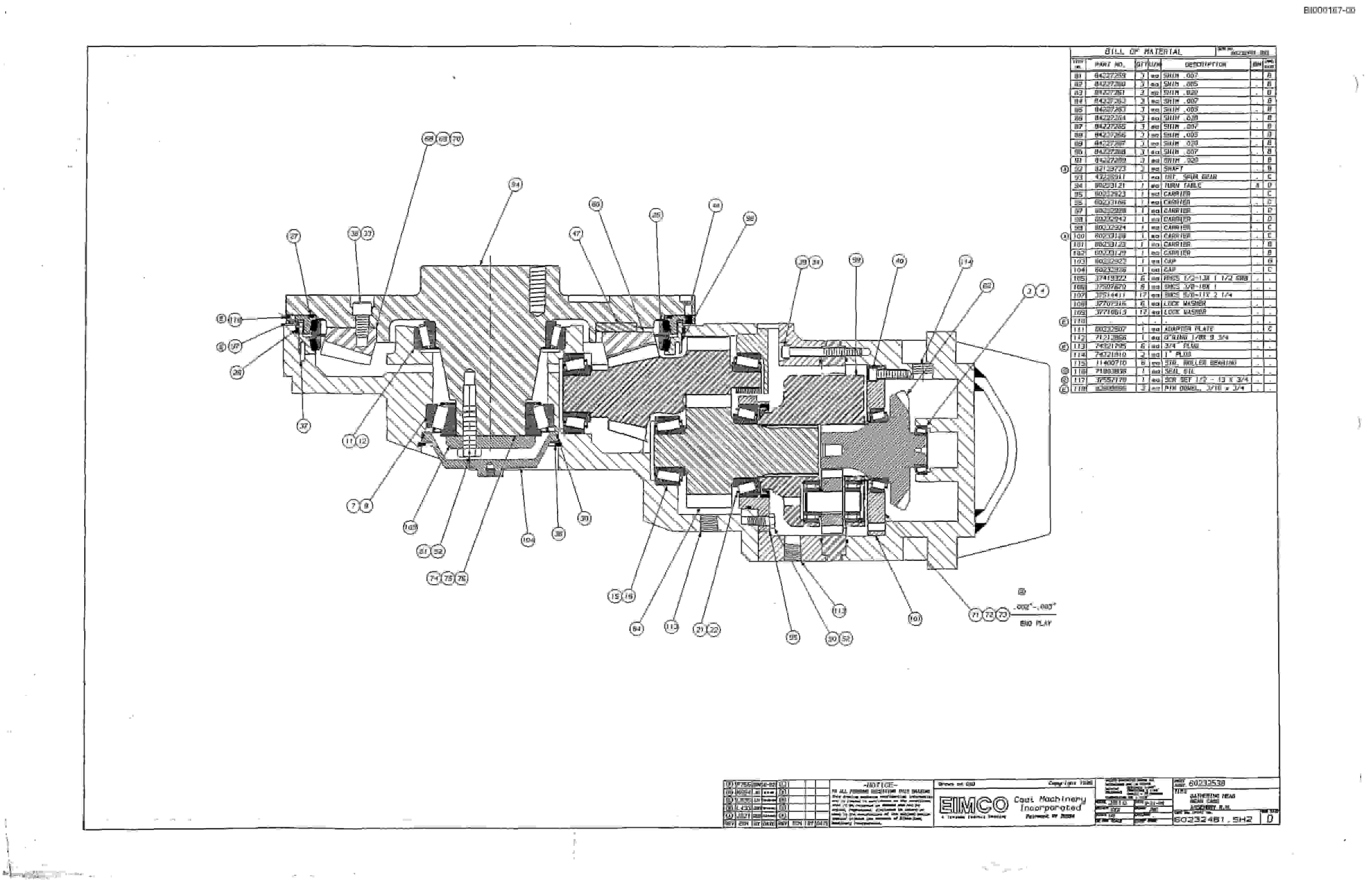 Bucyrus 2810-2 Miner Parts Catalog BI000167-4