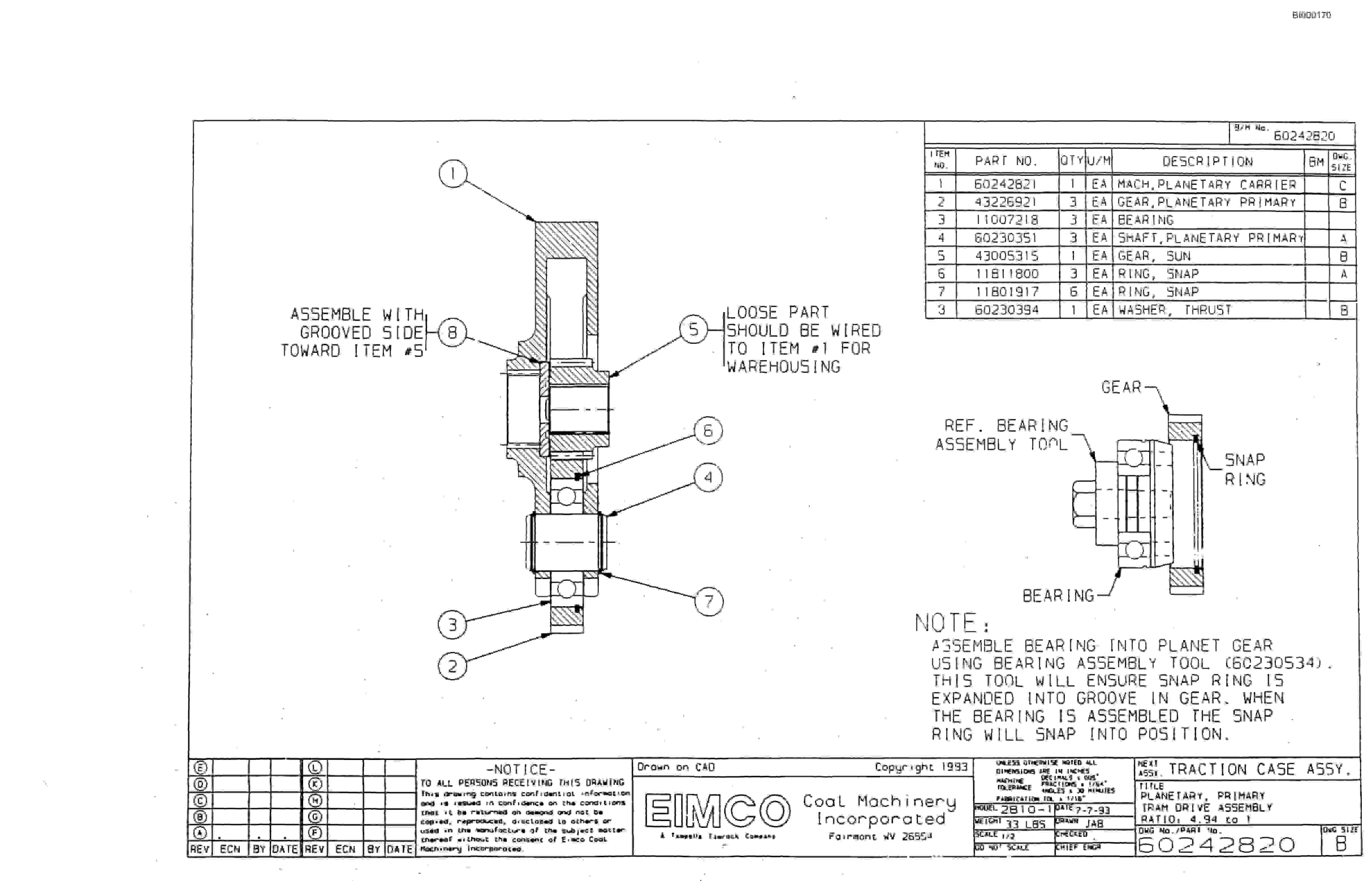 Bucyrus 2810-2 Miner Parts Catalog BI000170-3