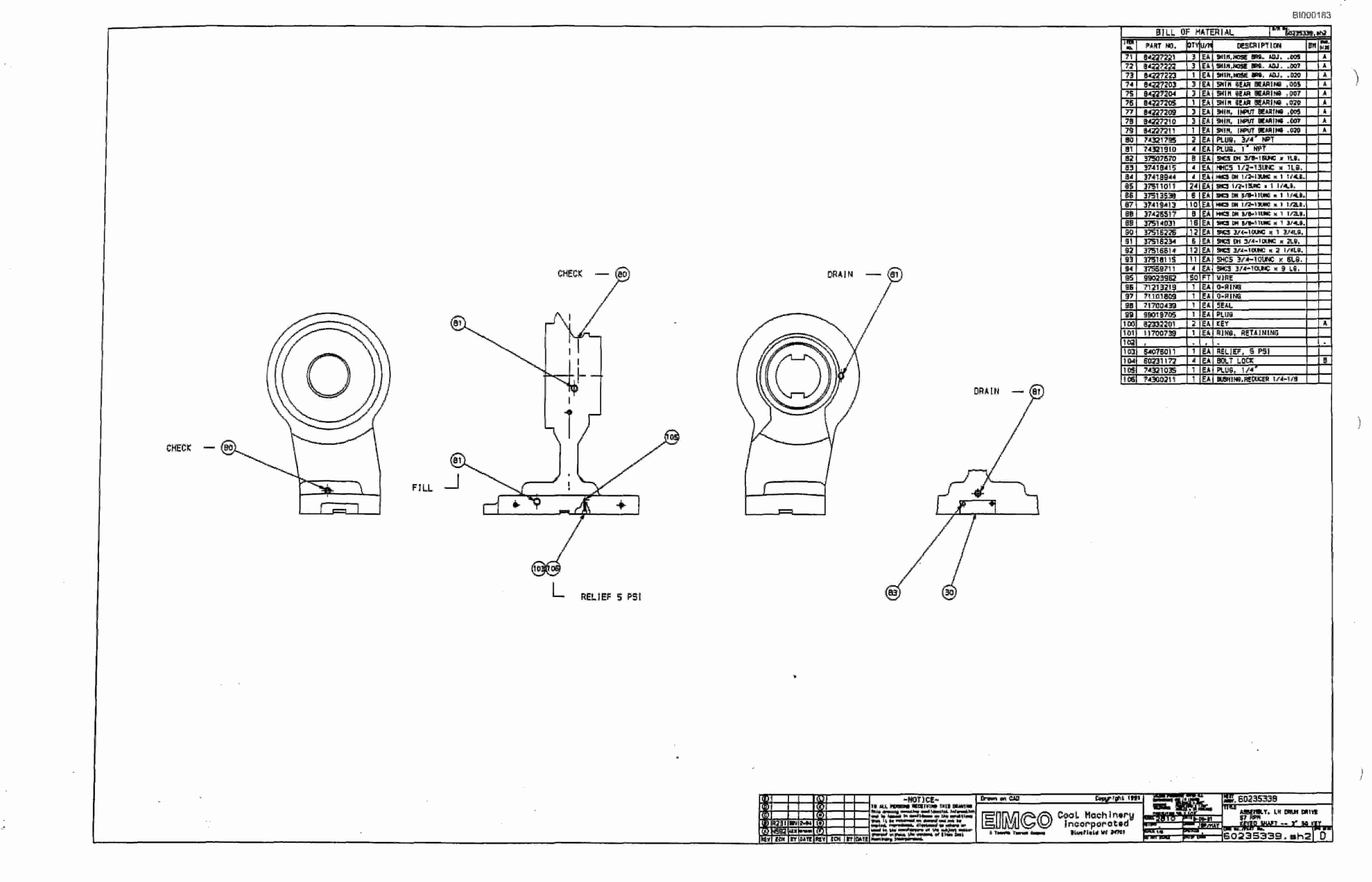 Bucyrus 2810-2 Miner Parts Catalog BI000183-4