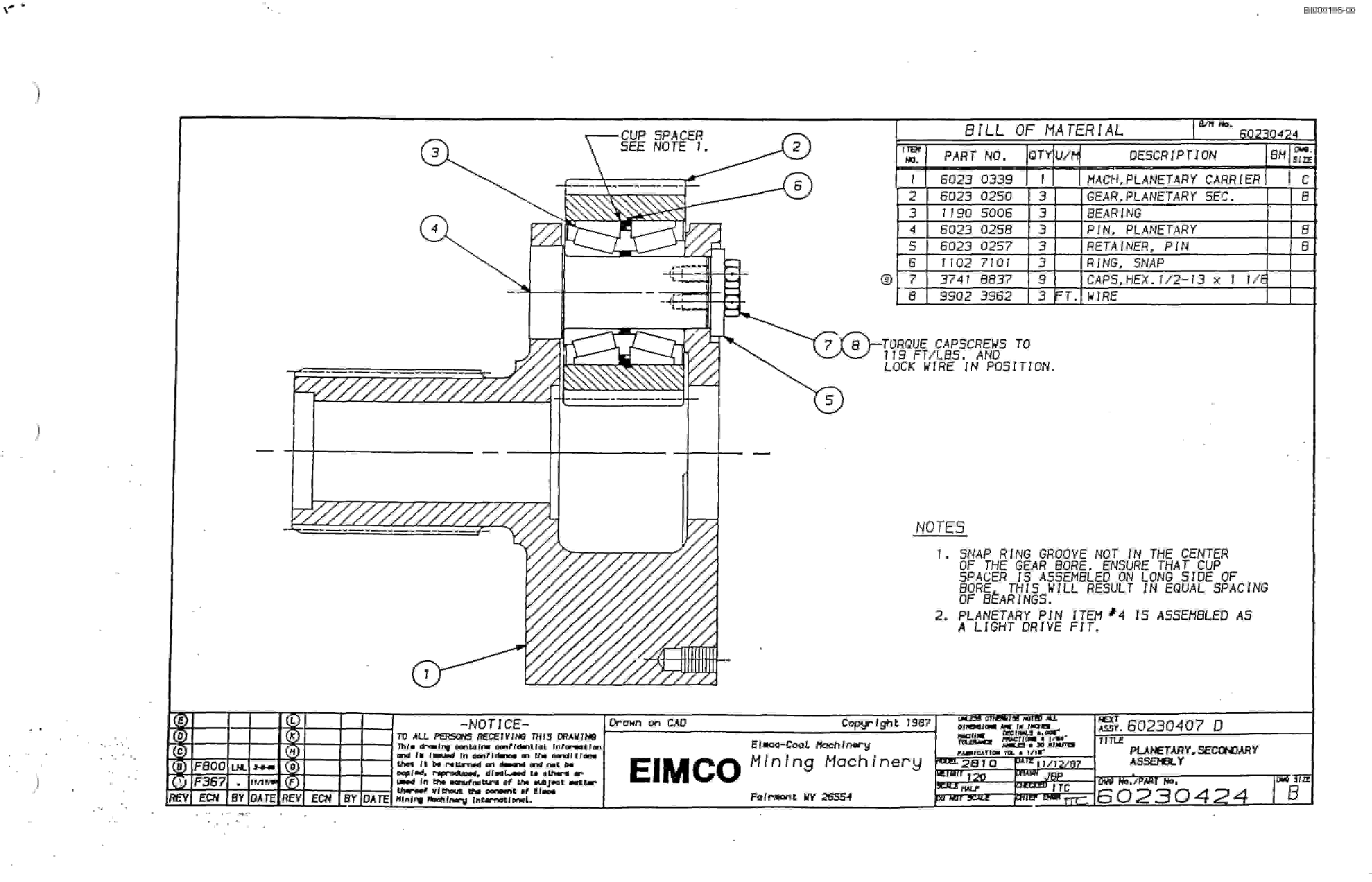 Bucyrus 2810-2 Miner Parts Catalog BI000195-4