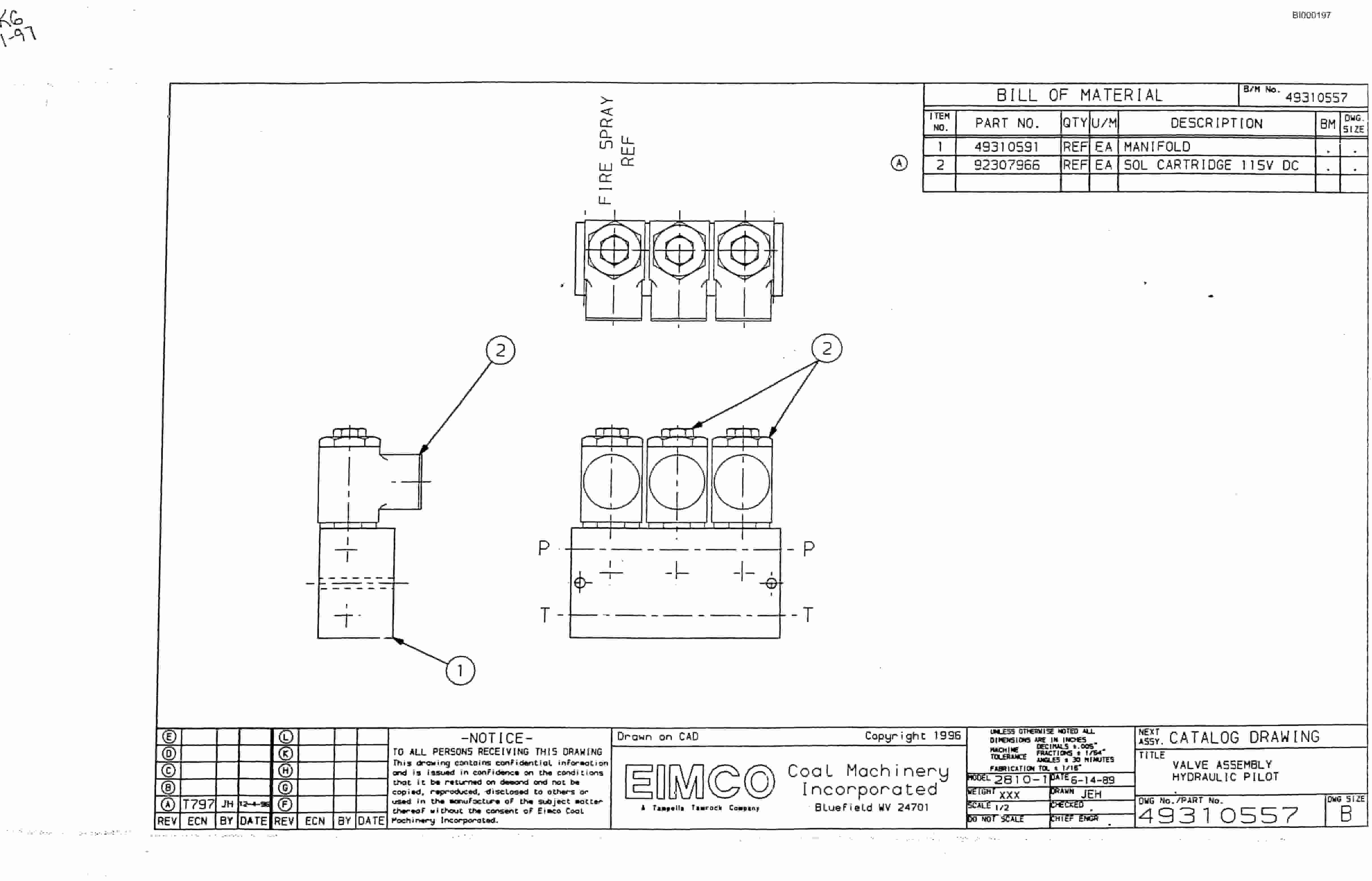 Bucyrus 2810-2 Miner Parts Catalog BI000197-2