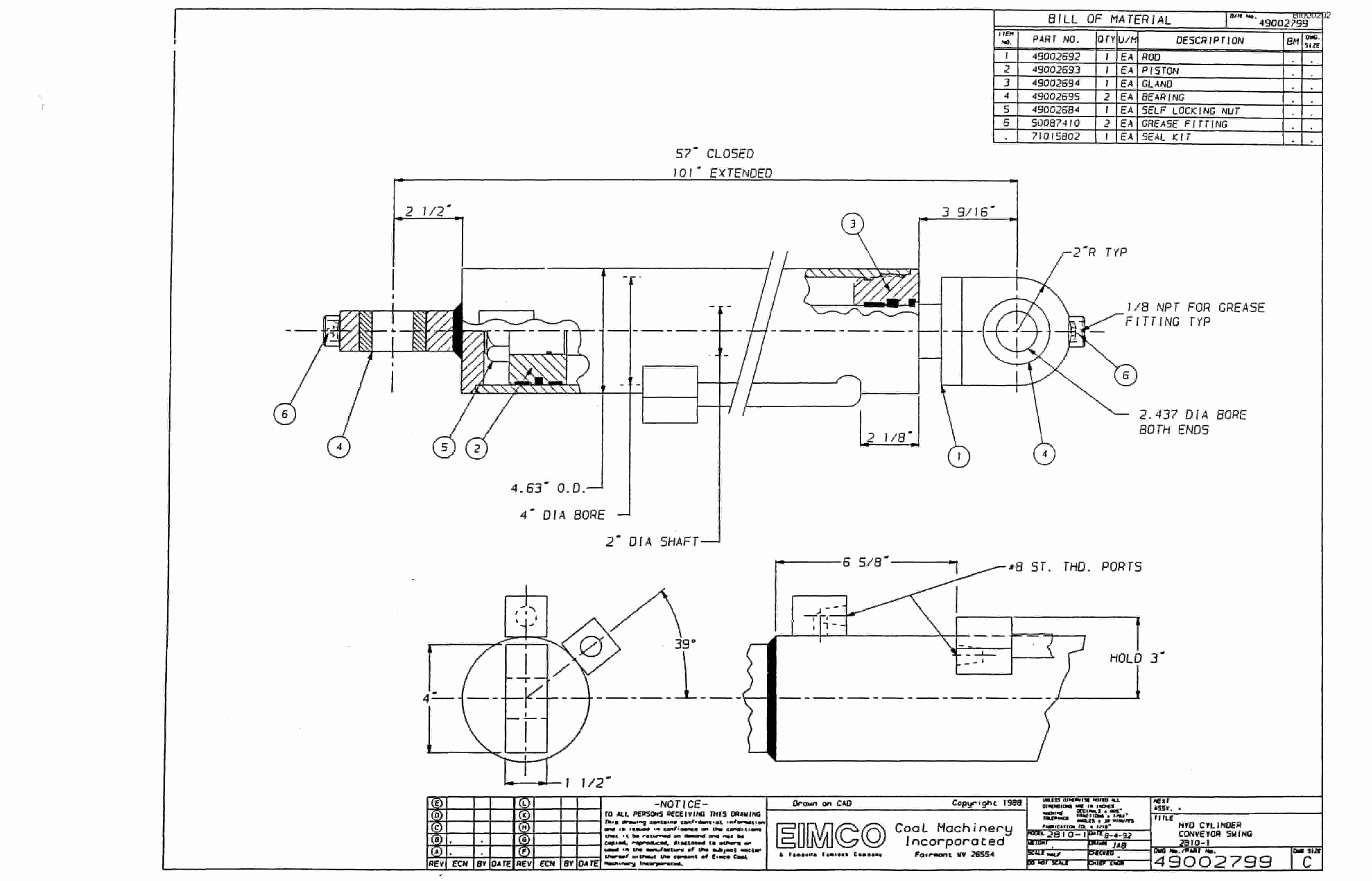 Bucyrus 2810-2 Miner Parts Catalog BI000202-2