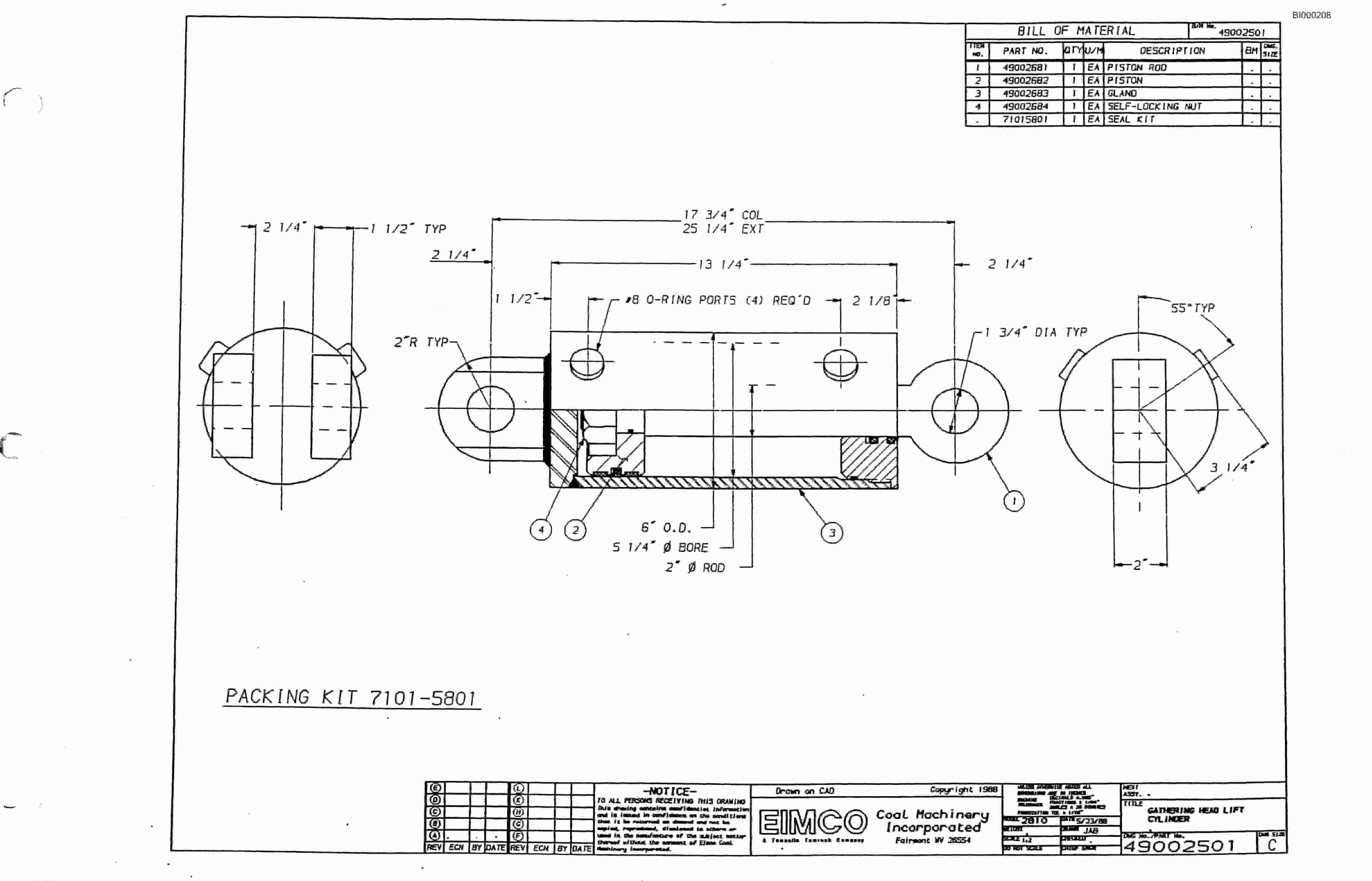 Bucyrus 2810-2 Miner Parts Catalog BI000208-2