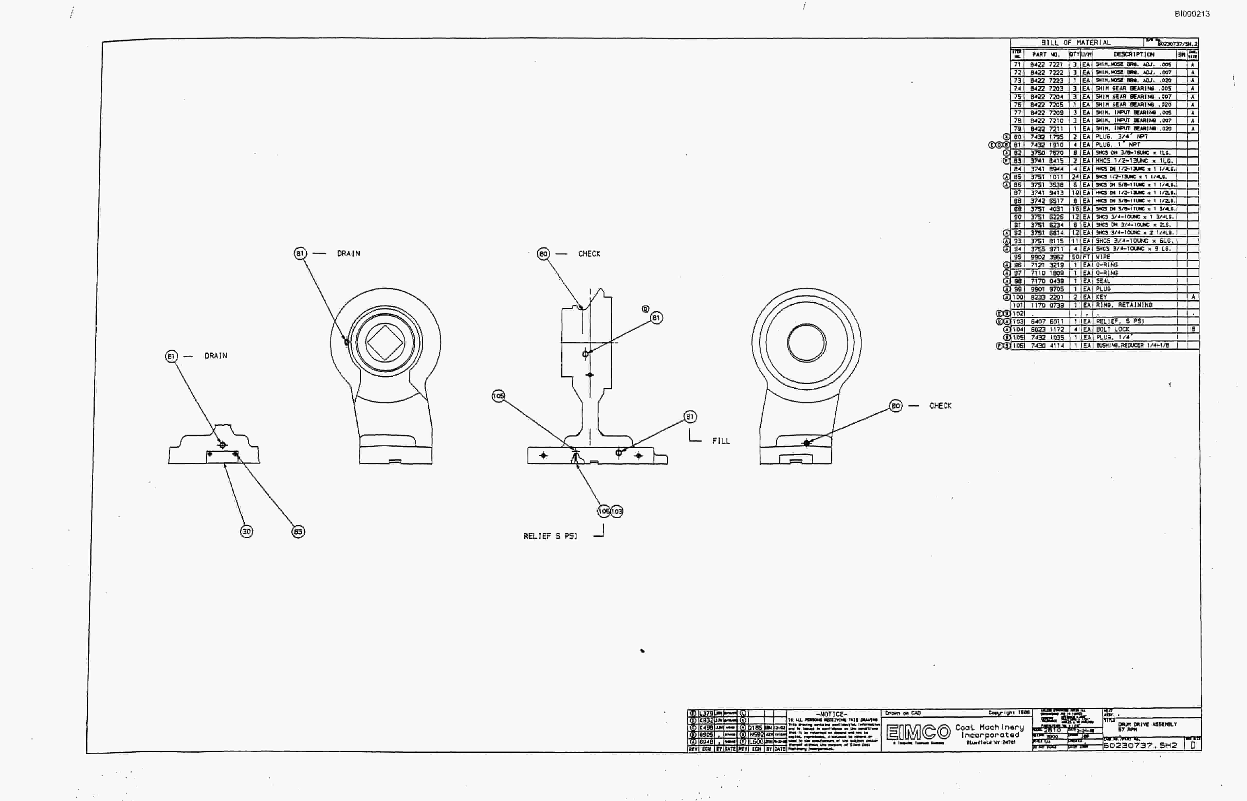 Bucyrus 2810-2 Miner Parts Catalog BI000213-4