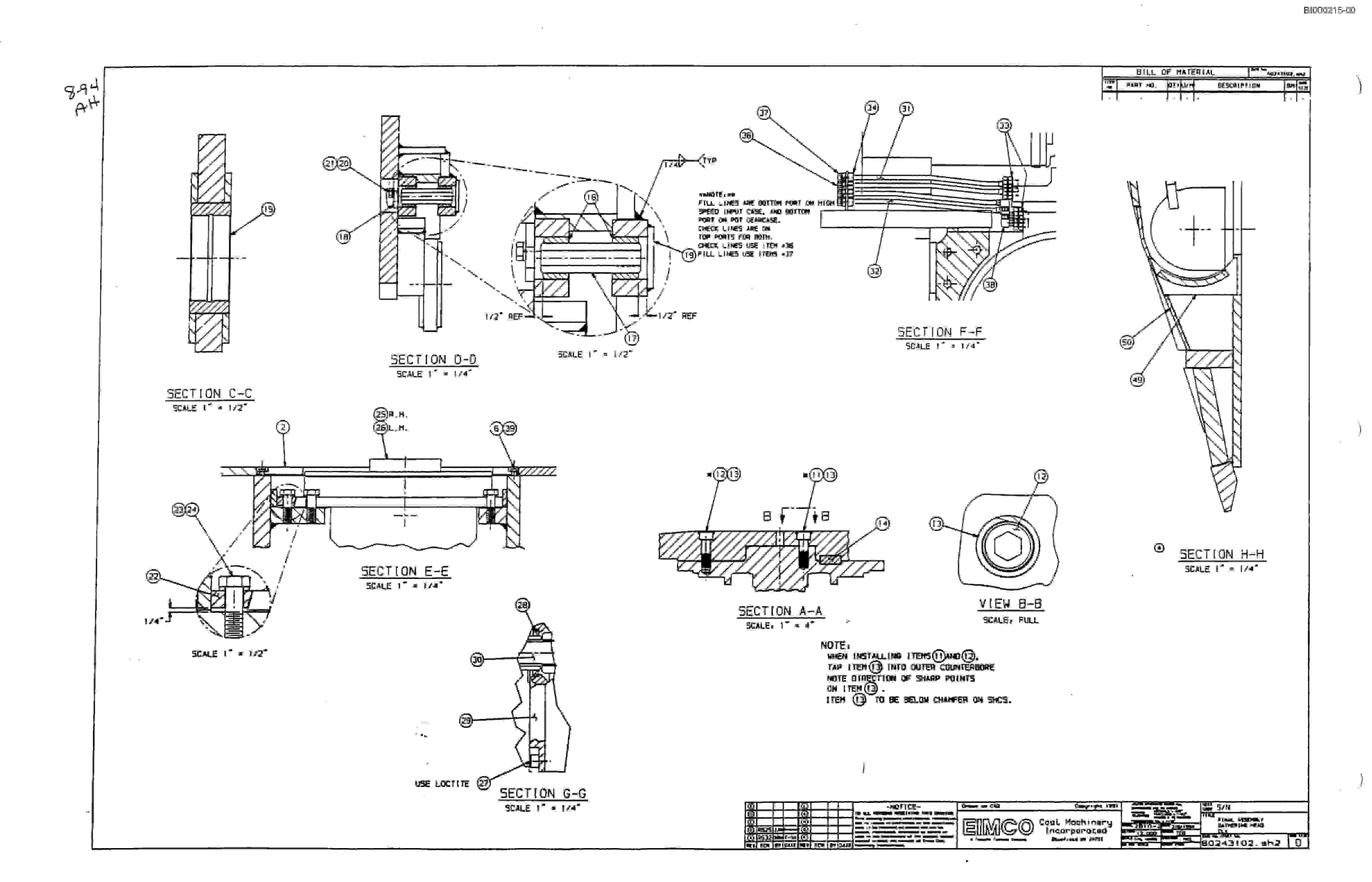 Bucyrus 2810-2 Miner Parts Catalog BI000215-5