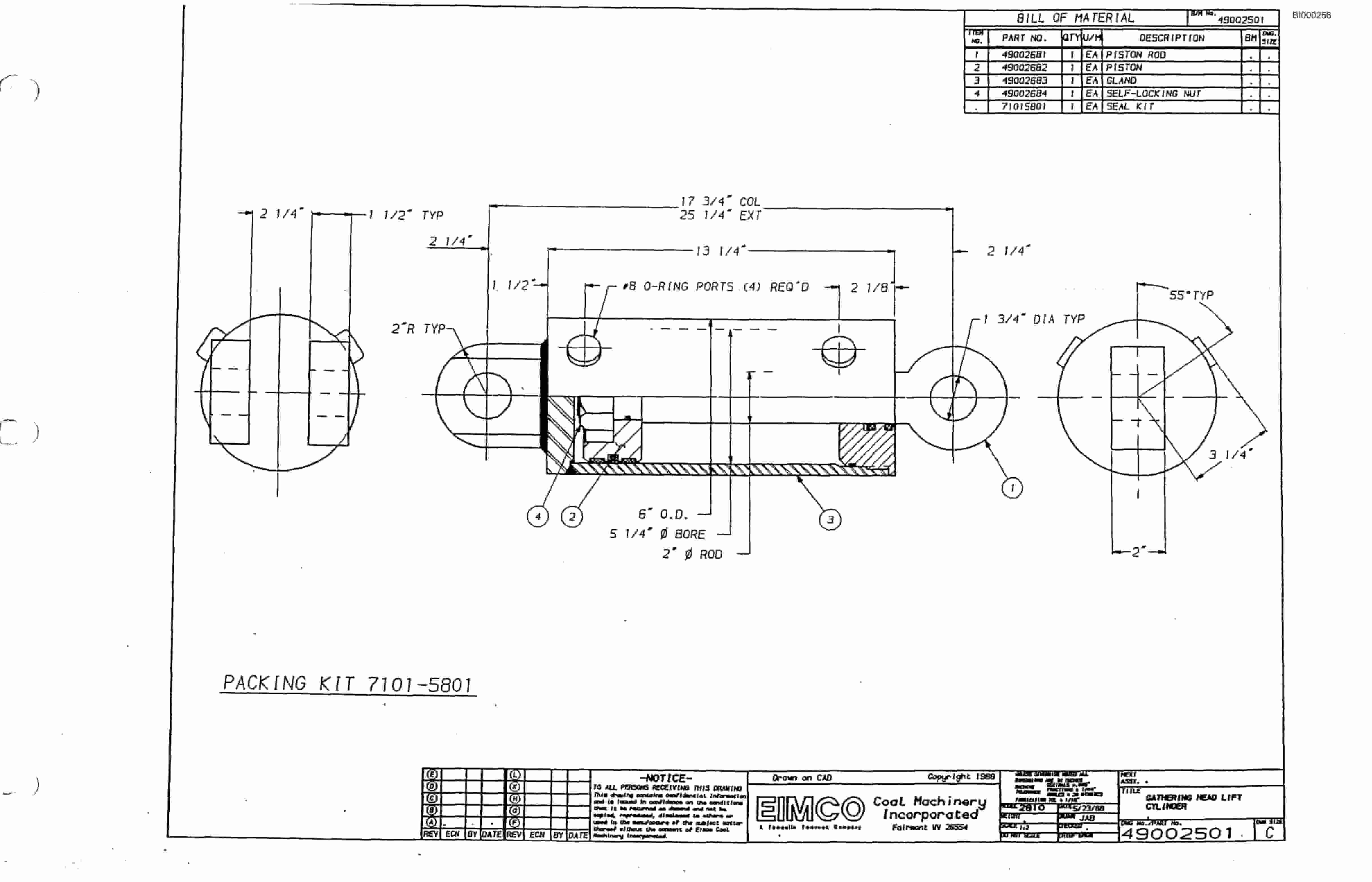Bucyrus 2810-2 Miner Parts Catalog BI000256-2