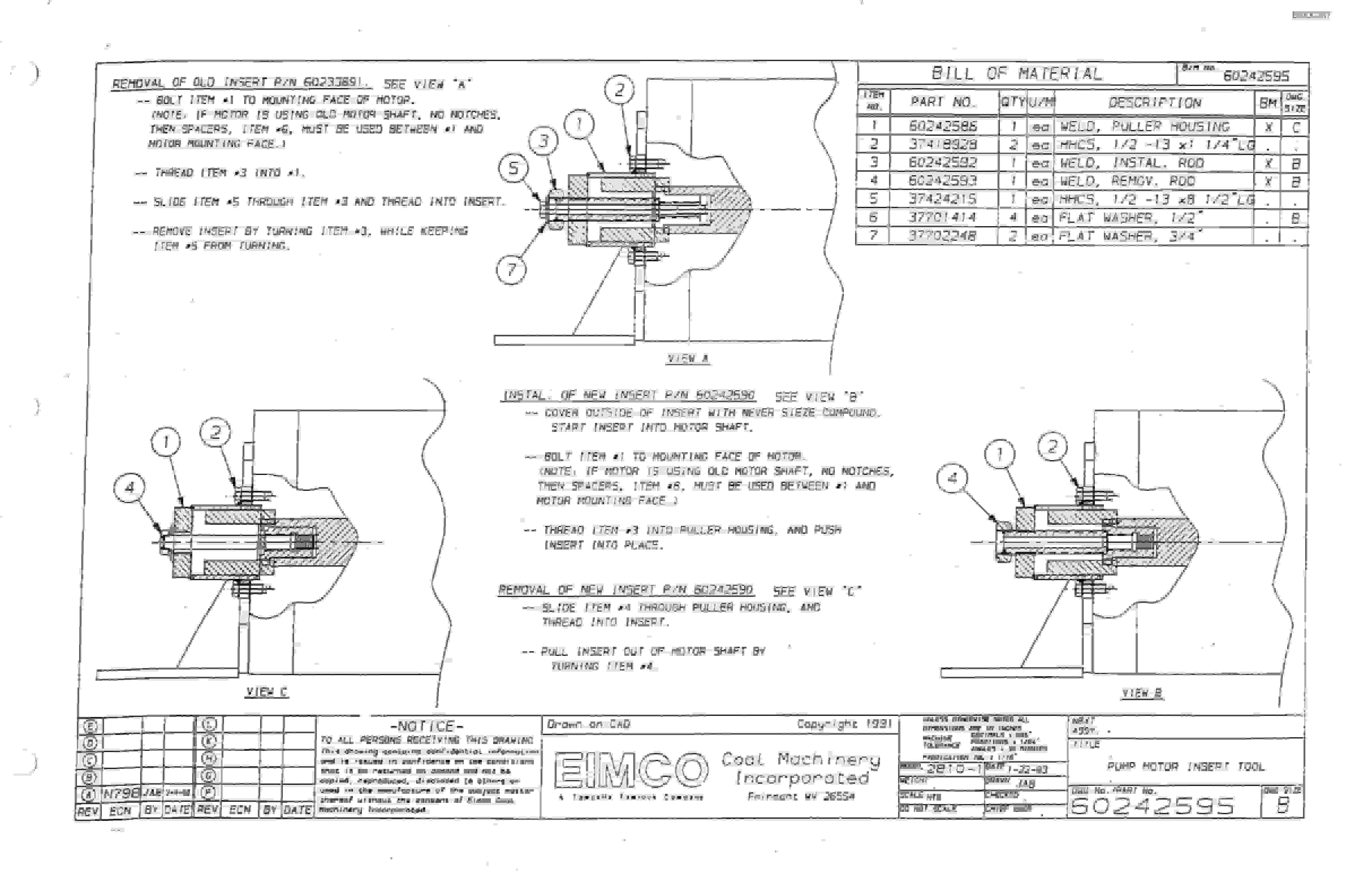 Bucyrus 2810-2 Miner Parts Catalog BI000267-2