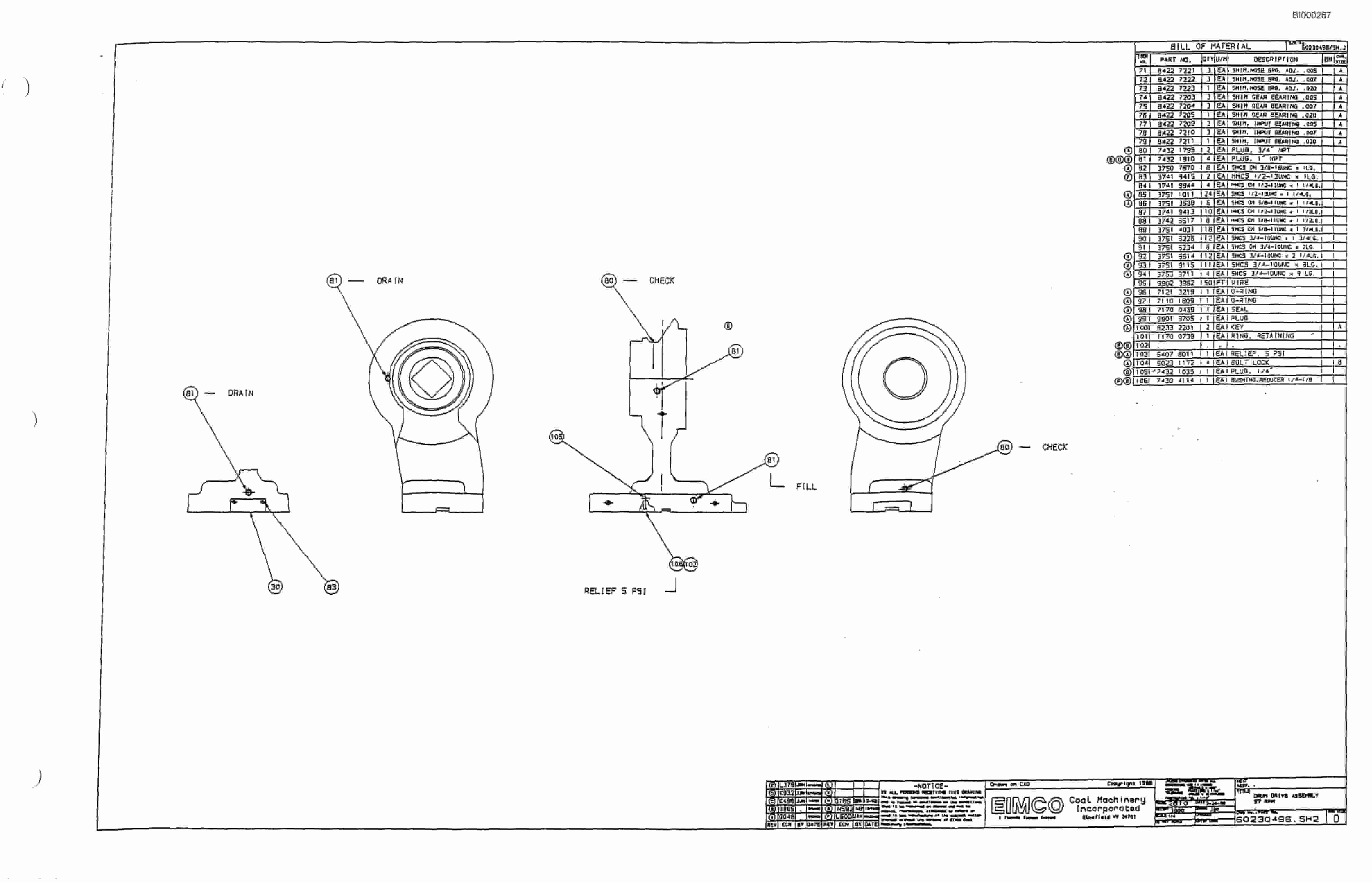 Bucyrus 2810-2 Miner Parts Catalog BI000267-4