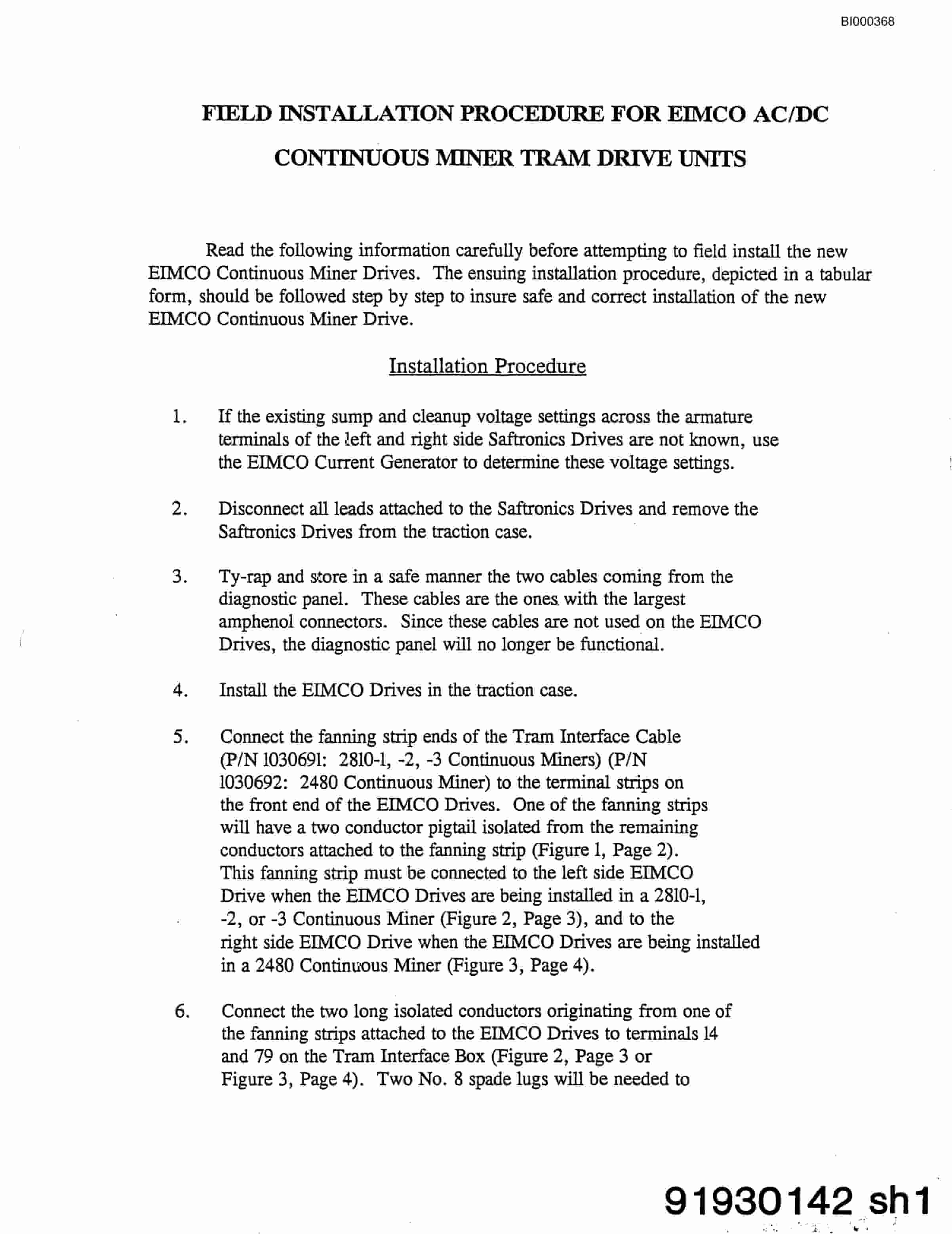 Bucyrus 2810-2 Miner Parts Catalog BI000368-2